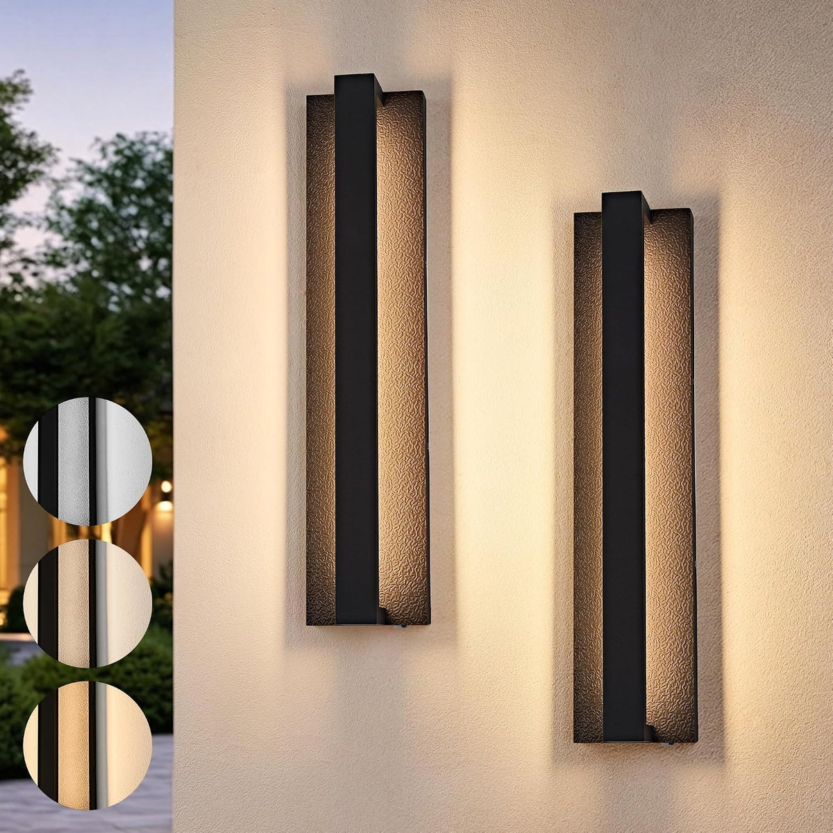 OKELI Modern Black LED Dimmable Outdoor Wall Light Minimalist Linear Design Lighting