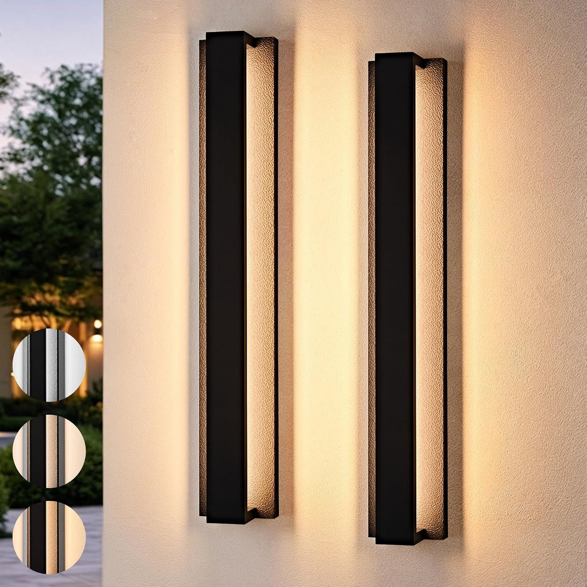 OKELI Modern Black LED Dimmable Outdoor Wall Light Minimalist Linear Design Lighting