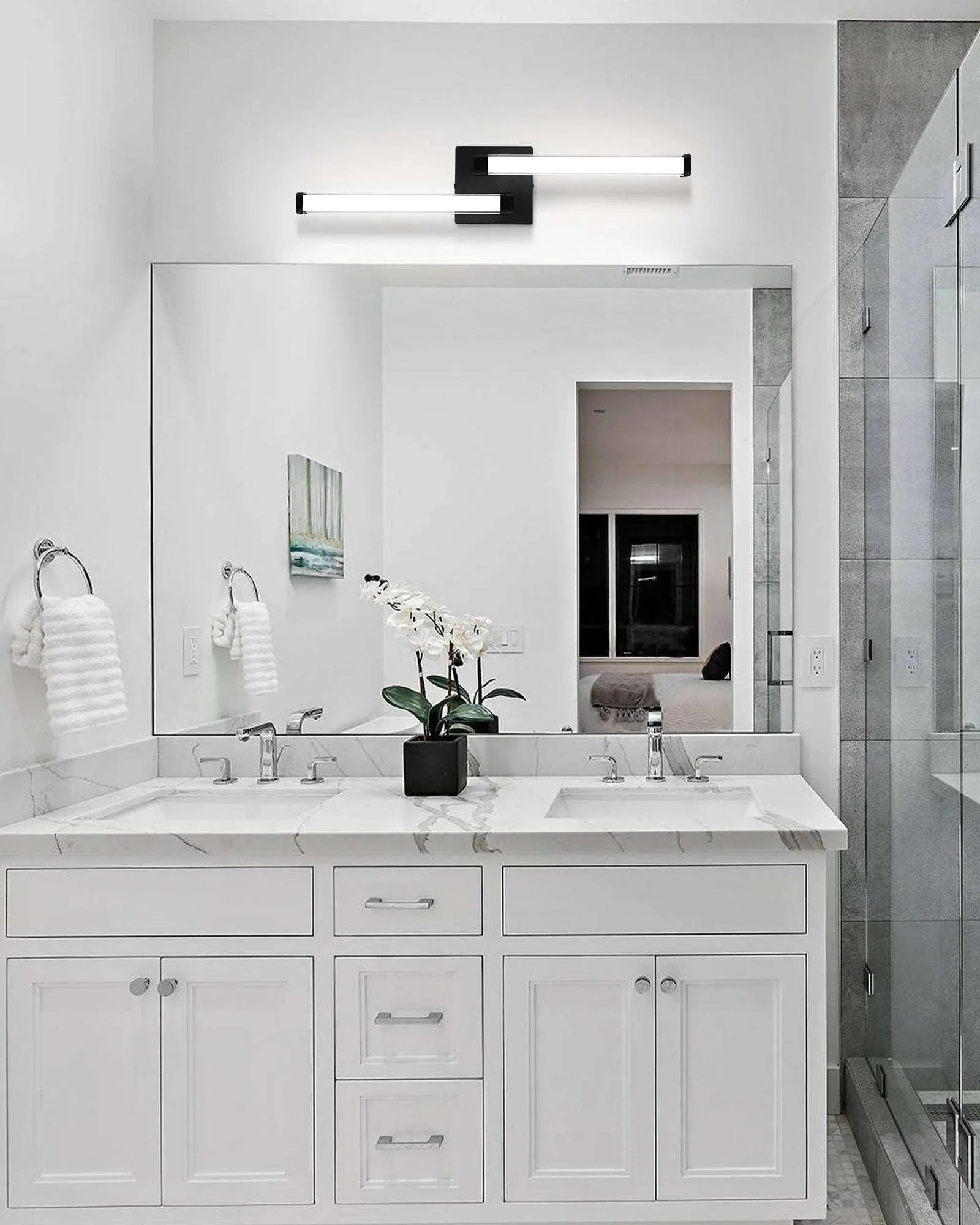 Black Vanity Lights Bathroom LED Dimmable Modern Wall Lighting - okeli lights