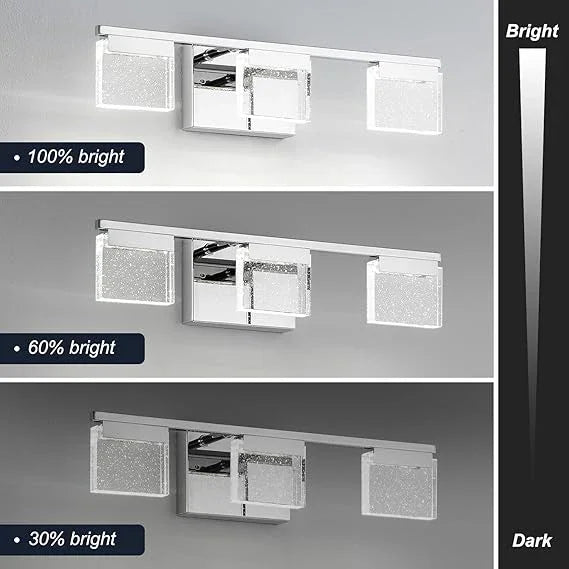 Dimmable Bathroom Vanity Light Fixtures 3-Light Chrome Bubble Crystal Stainless Steel - okeli lights
