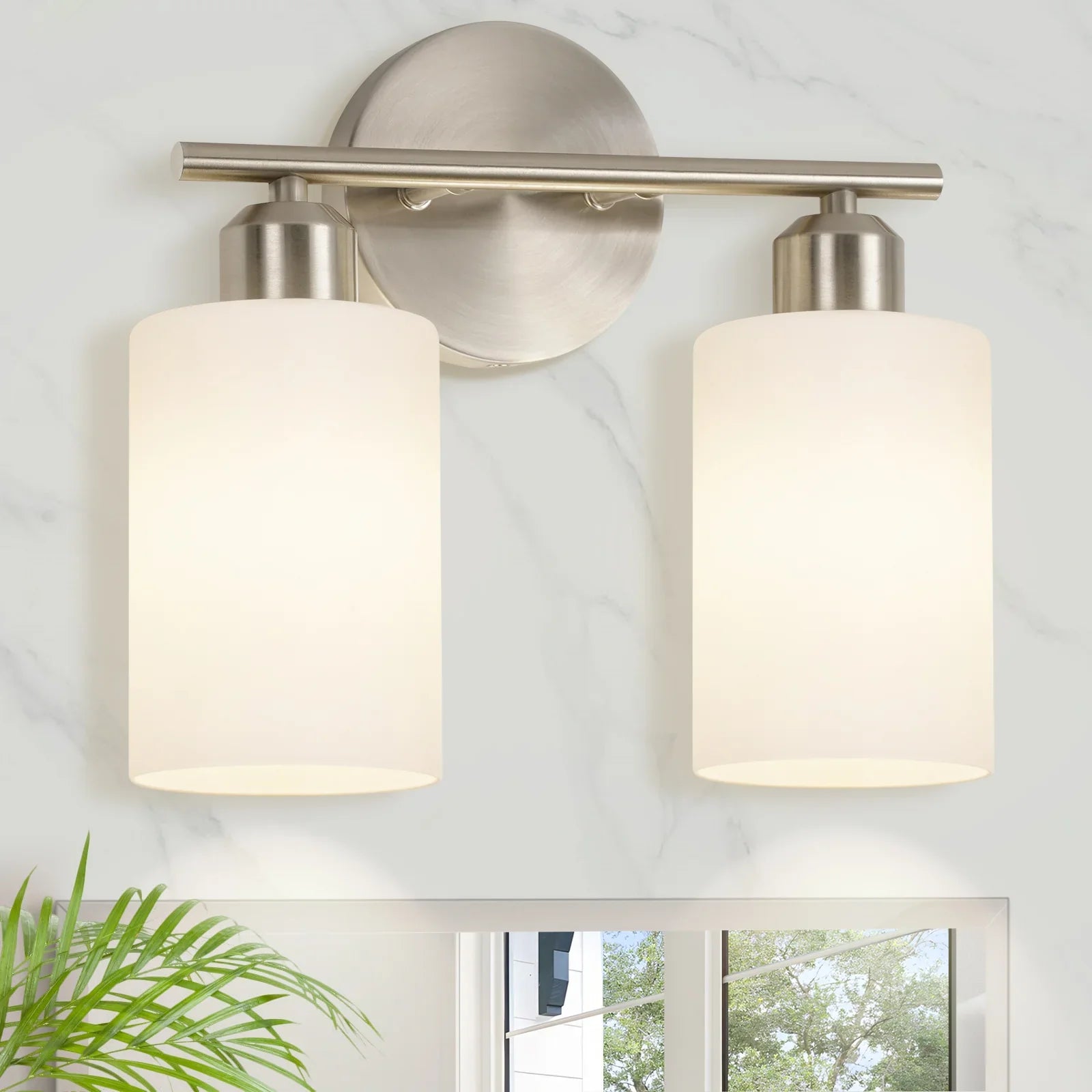 Bathroom Light Fixtures Modern Vanity Lights with Frosted Glass Shades 2-Light - okeli lights