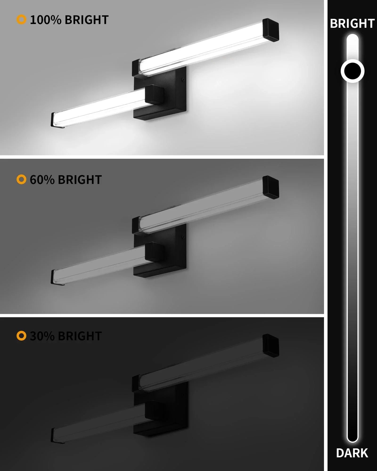 Black Vanity Lights Bathroom LED Dimmable Modern Wall Lighting - okeli lights