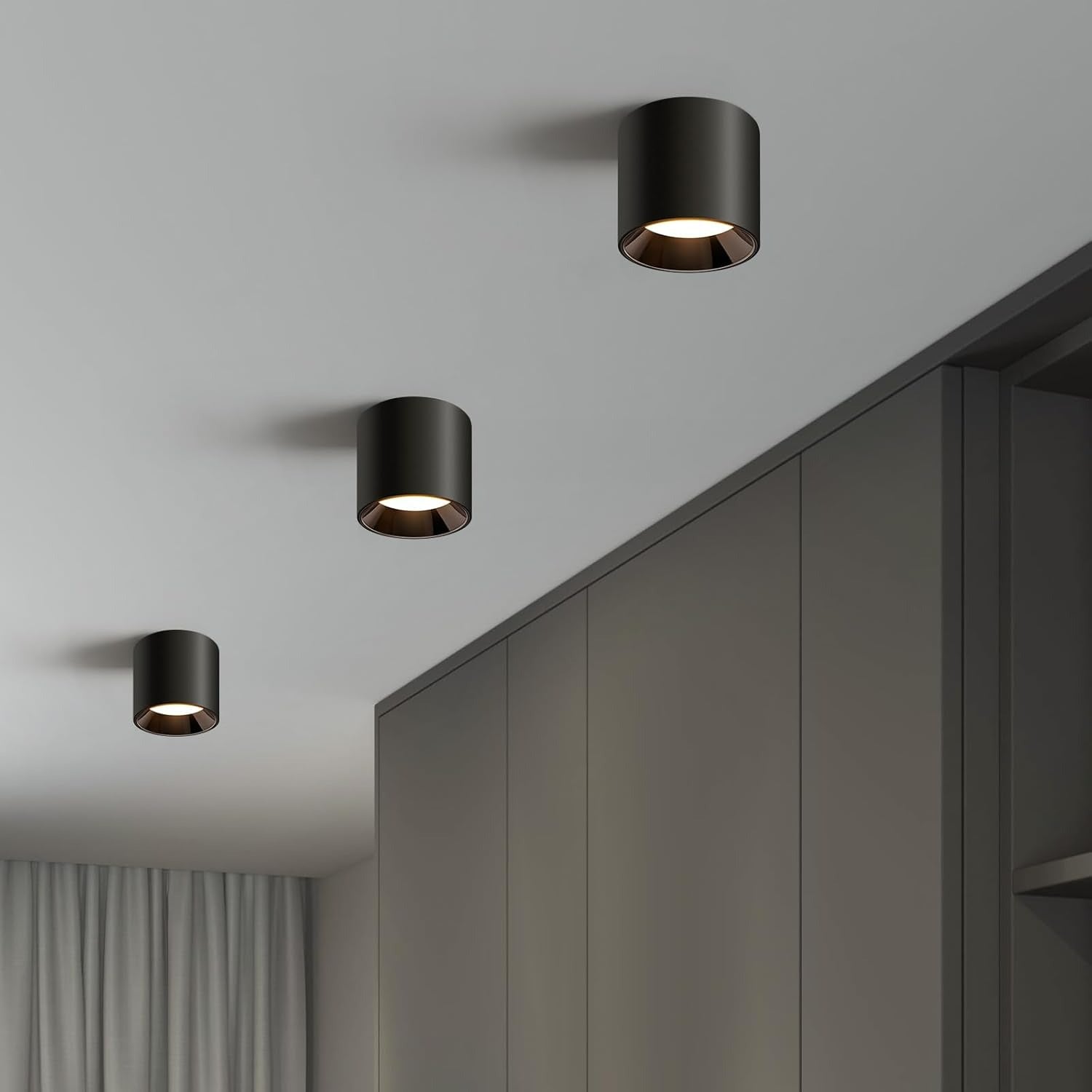 OKELI Flush Mount Matte Cylinder Down Ceiling Spotlight Modern 3CCT Dimmable LED