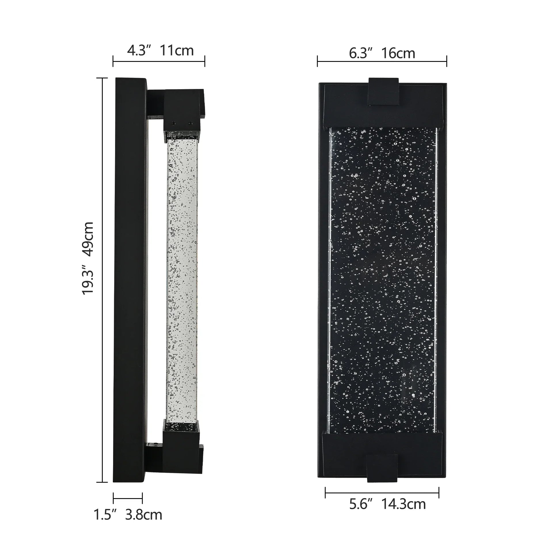 Black Aluminum Finish Outdoor Wall Light with Bubble Crystal Glass 3000K 1-pack - okeli lights