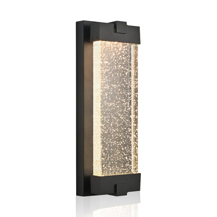 Black Aluminum Finish Outdoor Wall Light with Bubble Crystal Glass 3000K 1-pack