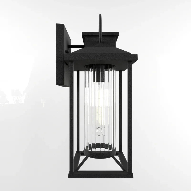 Outdoor Porch Lights Textured Black Exterior Lighting Fixtures Wall Mount Sconce Lantern 1-Pack - okeli lights