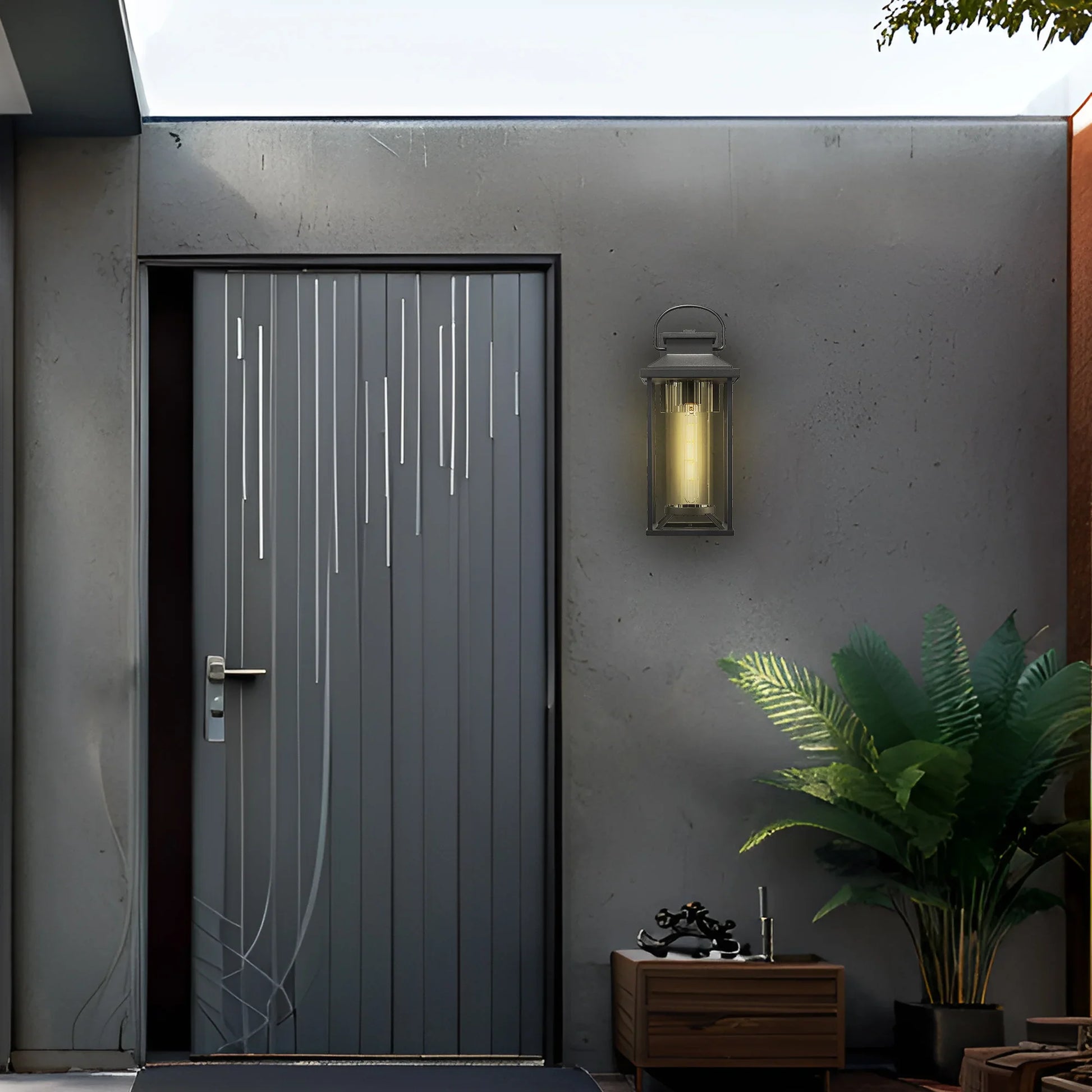 Outdoor Porch Lights Textured Black Exterior Lighting Fixtures Wall Mount Sconce Lantern 1-Pack - okeli lights