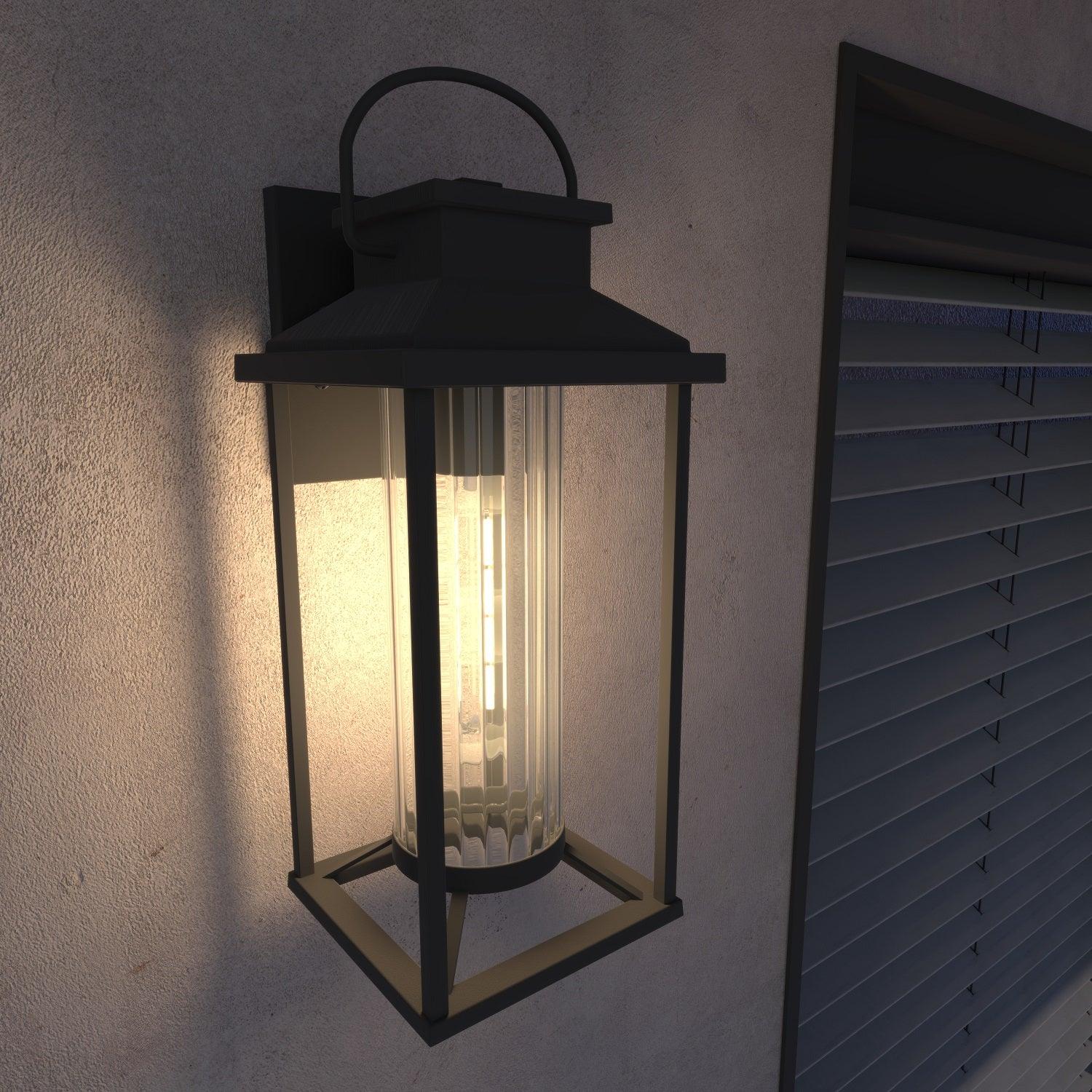 Outdoor Porch Lights Textured Black Exterior Lighting Fixtures Wall Mount Sconce Lantern 1-Pack - okeli lights