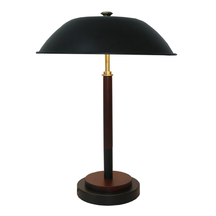 Black Umbrella Shaped Table Lamp Walnut Finish Bronze 110V