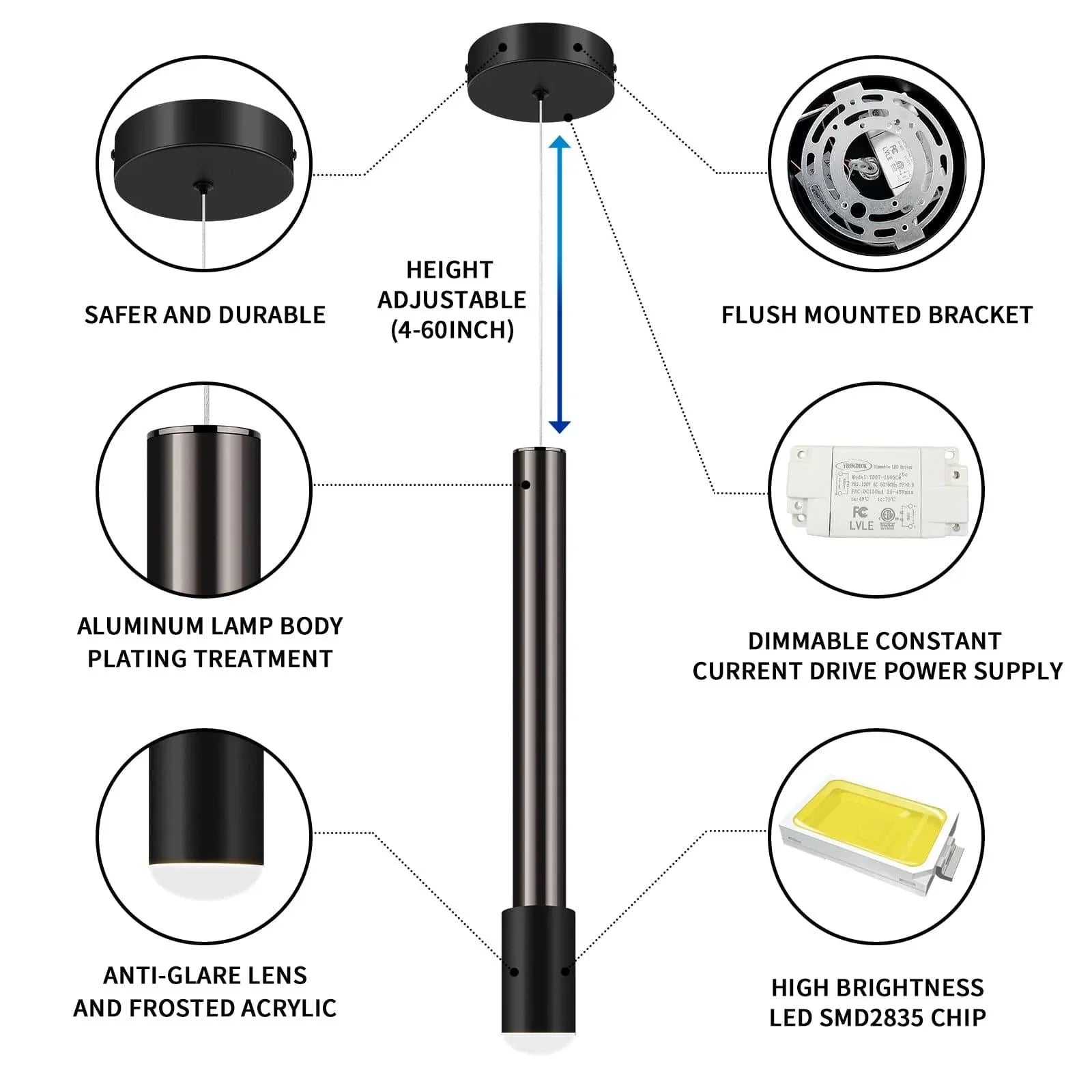 OKELI Mini Black Pendant Light Fixtures Modern Kitchen Island Led 4000K - okeli lights