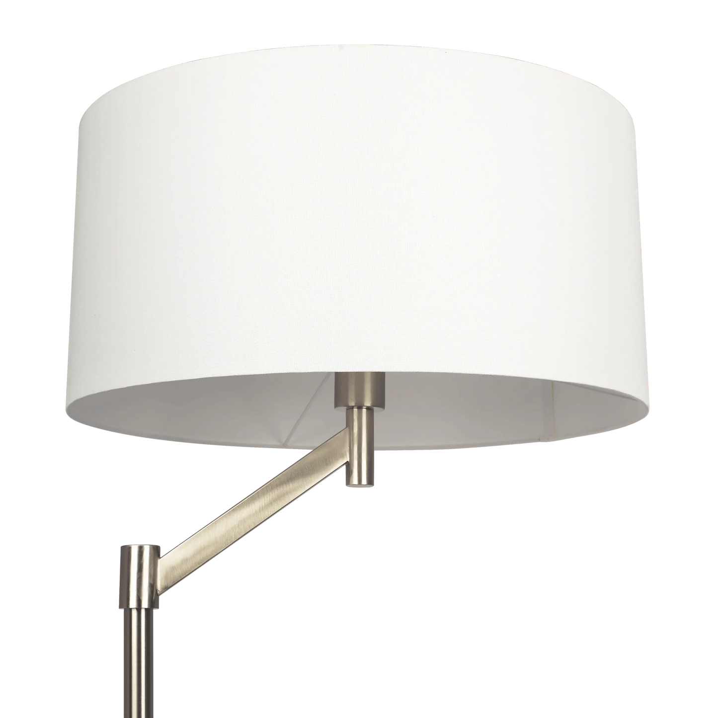 Brushed Nickel Floor Lamp with Rotary Switch Metal Base White Linen Shade - okeli lights