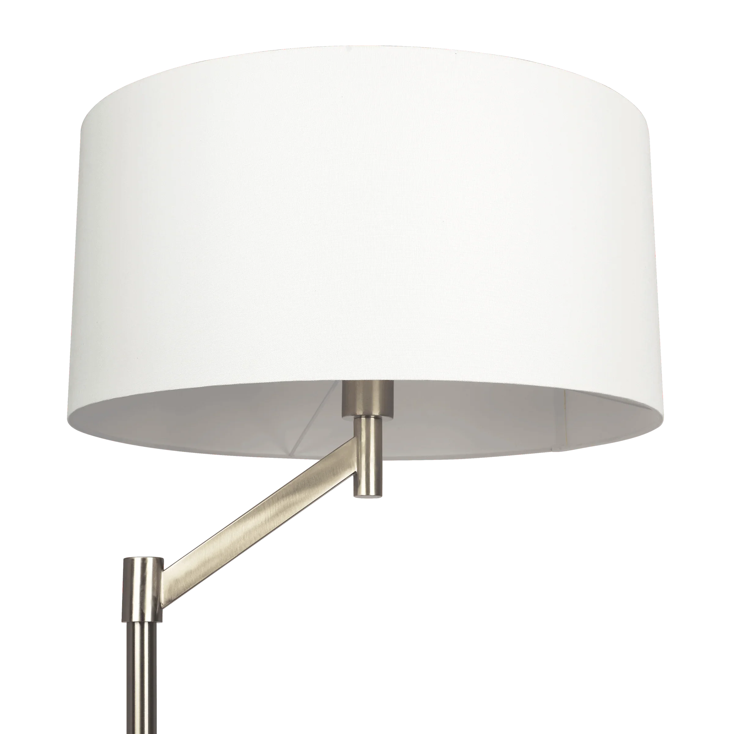 Brushed Nickel Floor Lamp with Rotary Switch Metal Base White Linen Shade - okeli lights