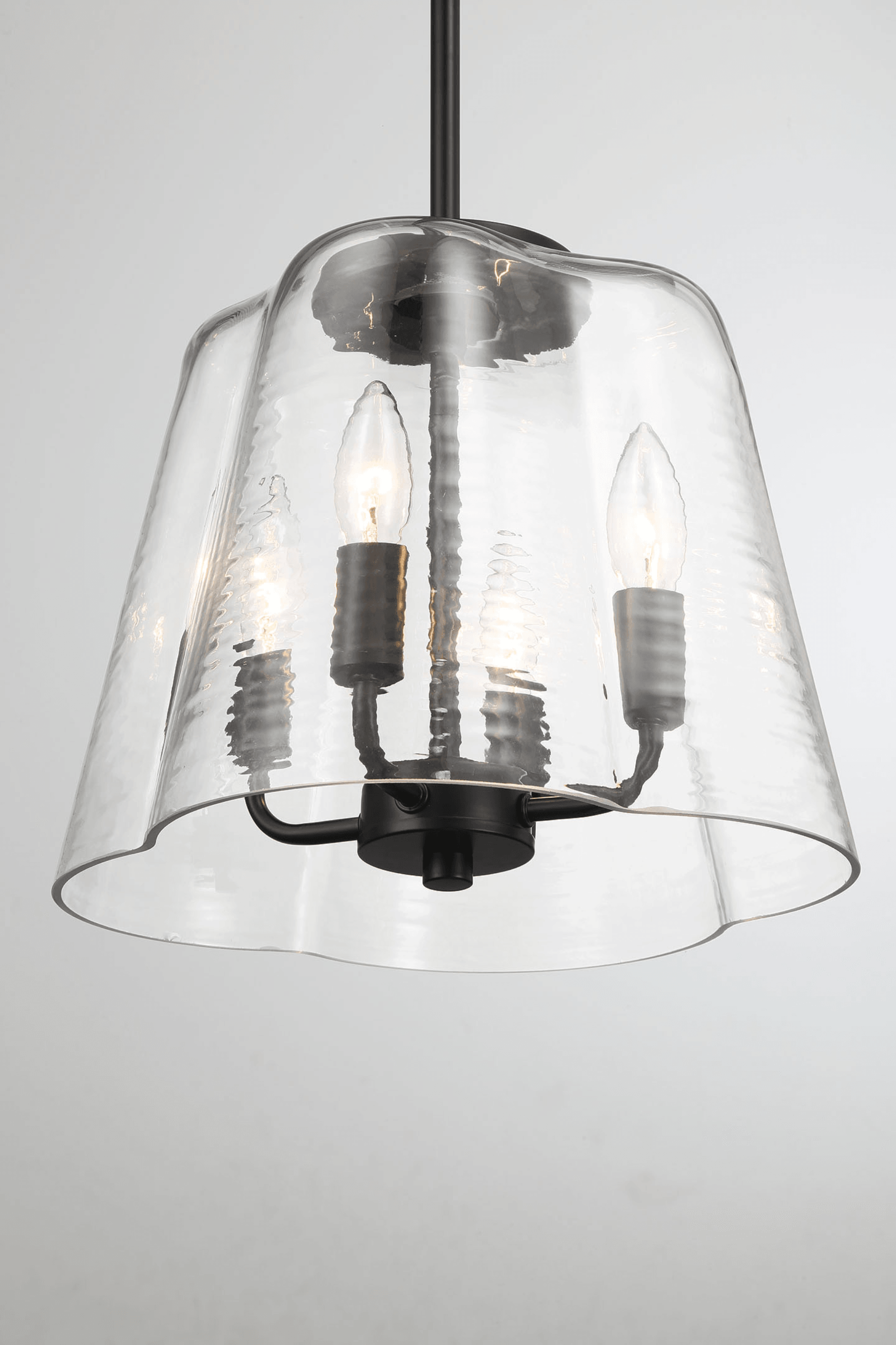 Candle Lights Pendant With Clear Glass Black Finish 4-light - okeli lights