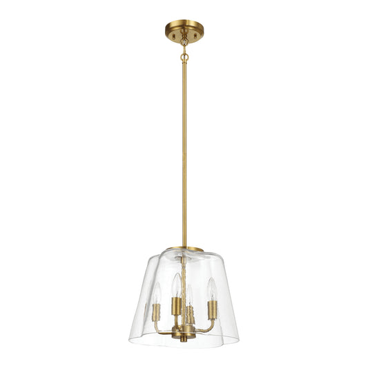 Candle Lights Pendant With Clear Glass Satin Brass 4-light - okeli lights