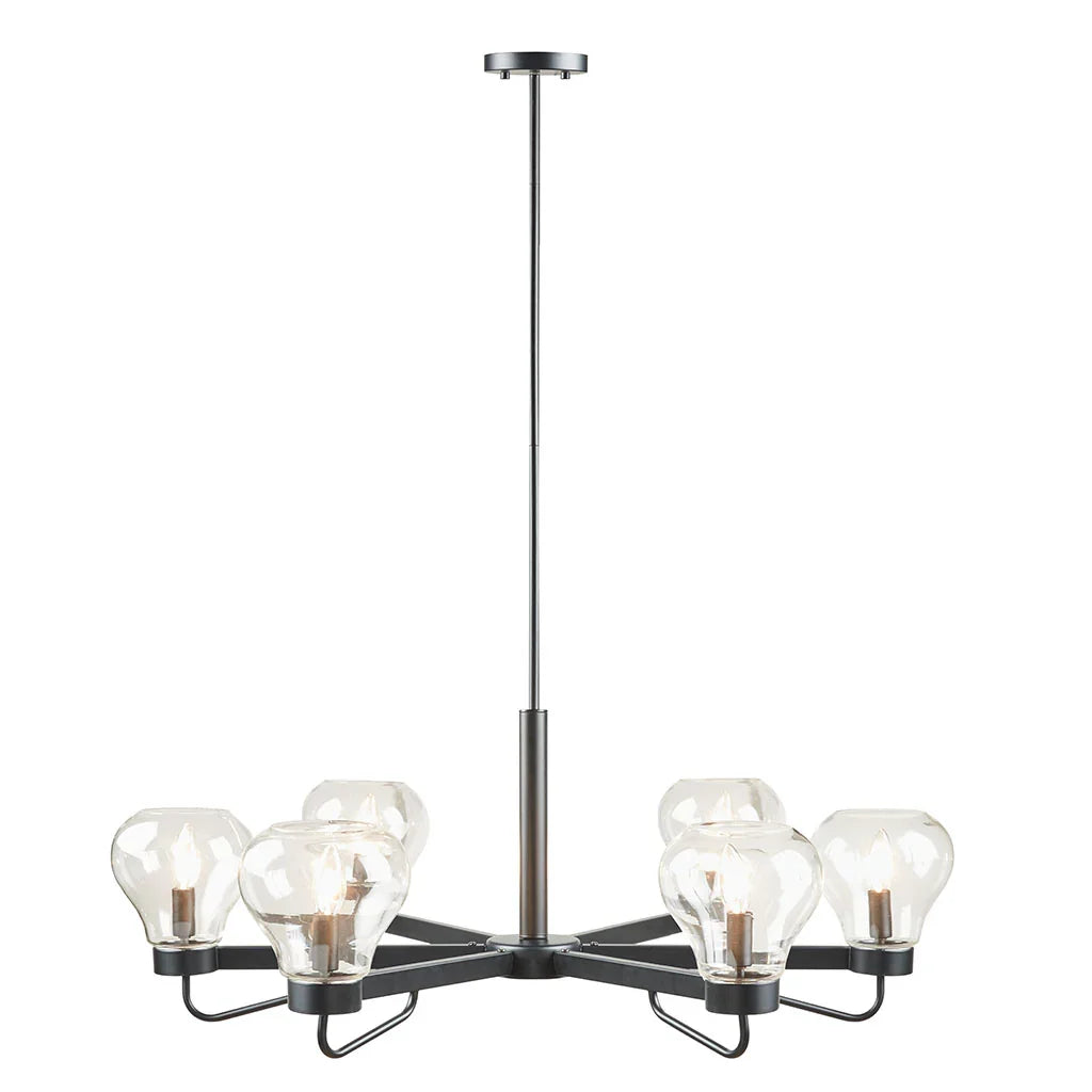 6-Light Chandelier with Bowl Shaped Glass Shades - okeli lights