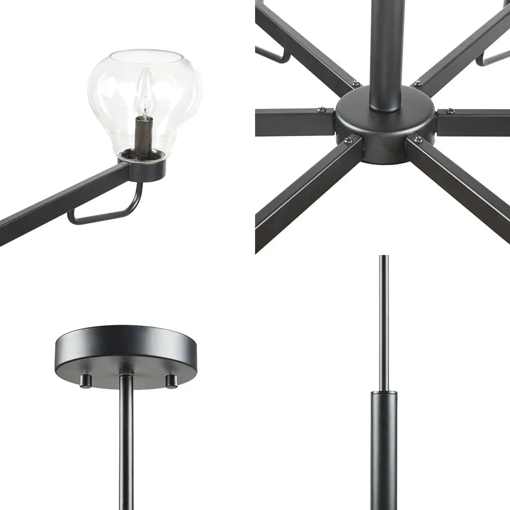 6-Light Chandelier with Bowl Shaped Glass Shades - okeli lights