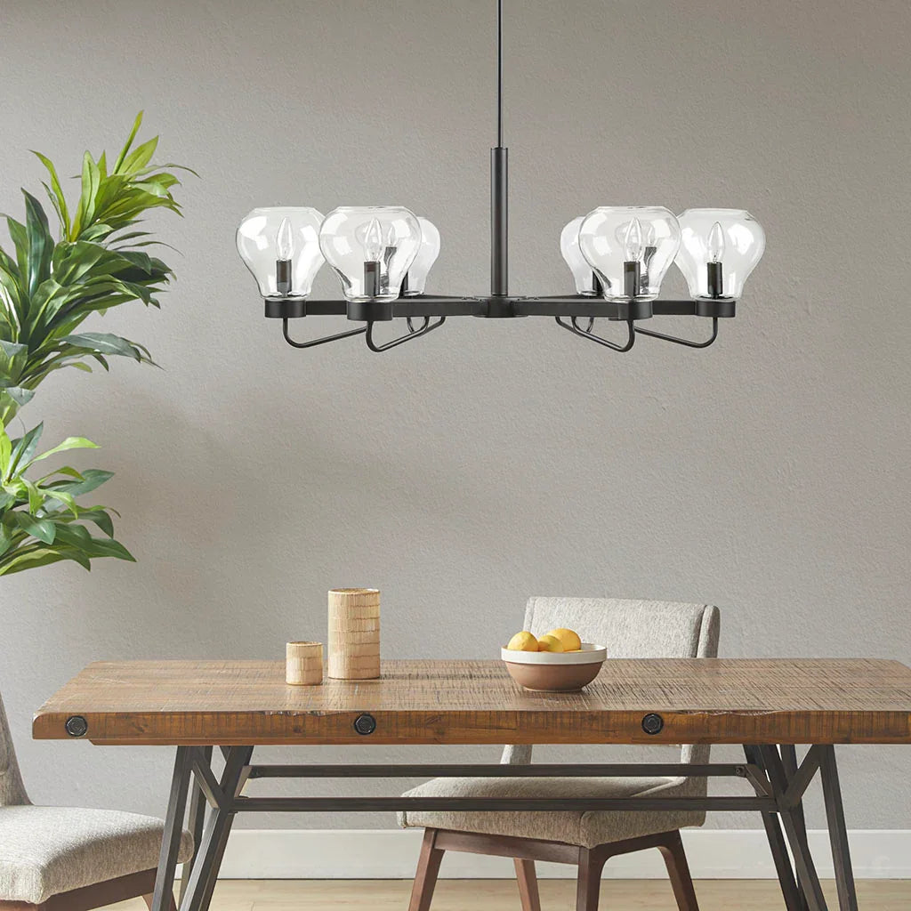 6-Light Chandelier with Bowl Shaped Glass Shades - okeli lights