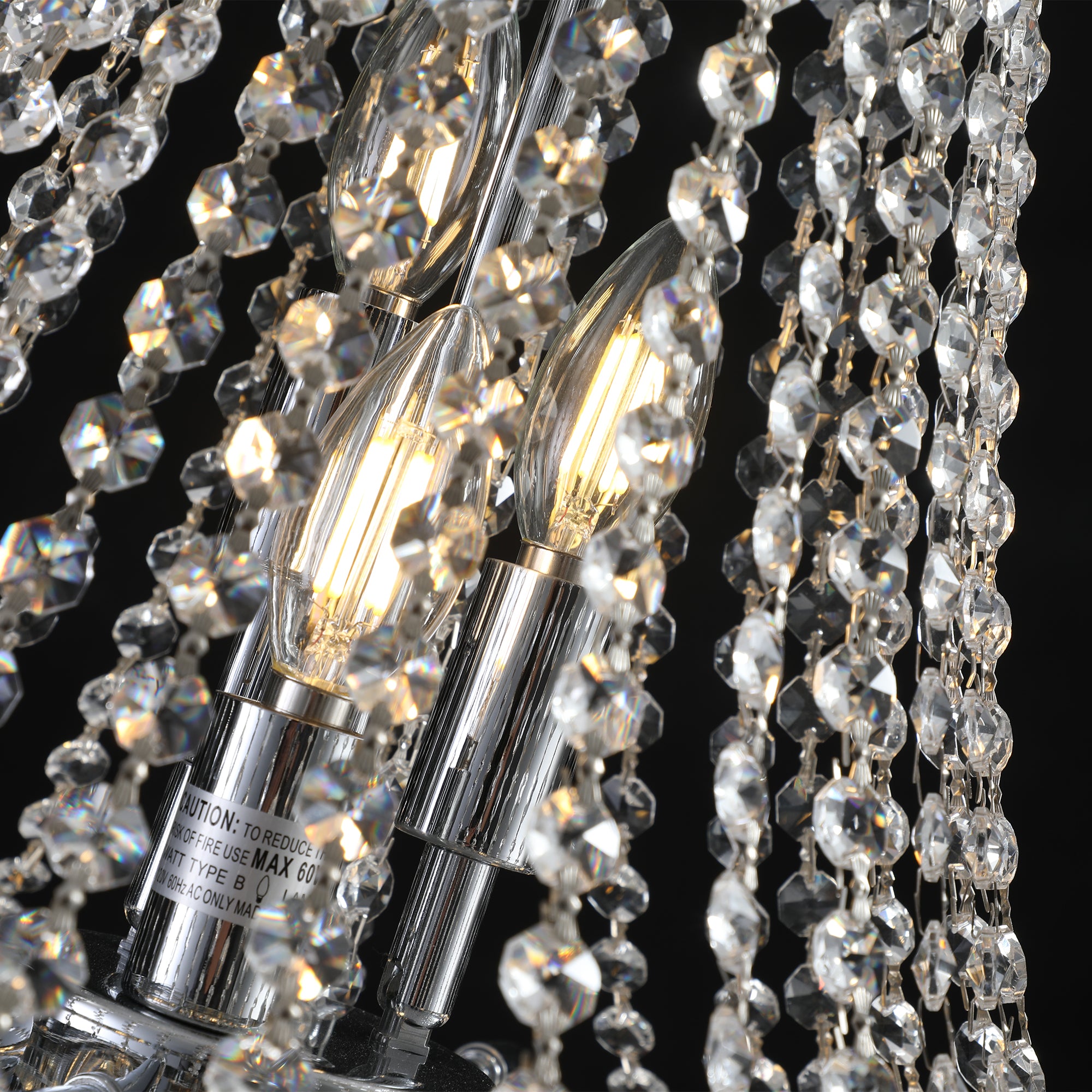 20" Chrome Crystal Chandelier with Adjustable Height Modern Ceiling Light Fixture