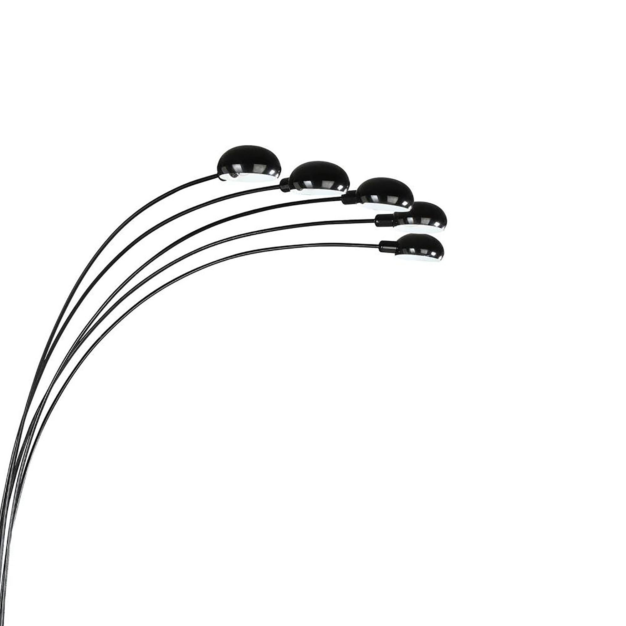 Satin Black 5-Light Floor Lamp with Adjustable Arms and Dimmer Modern Contemporary Living Room Lighting