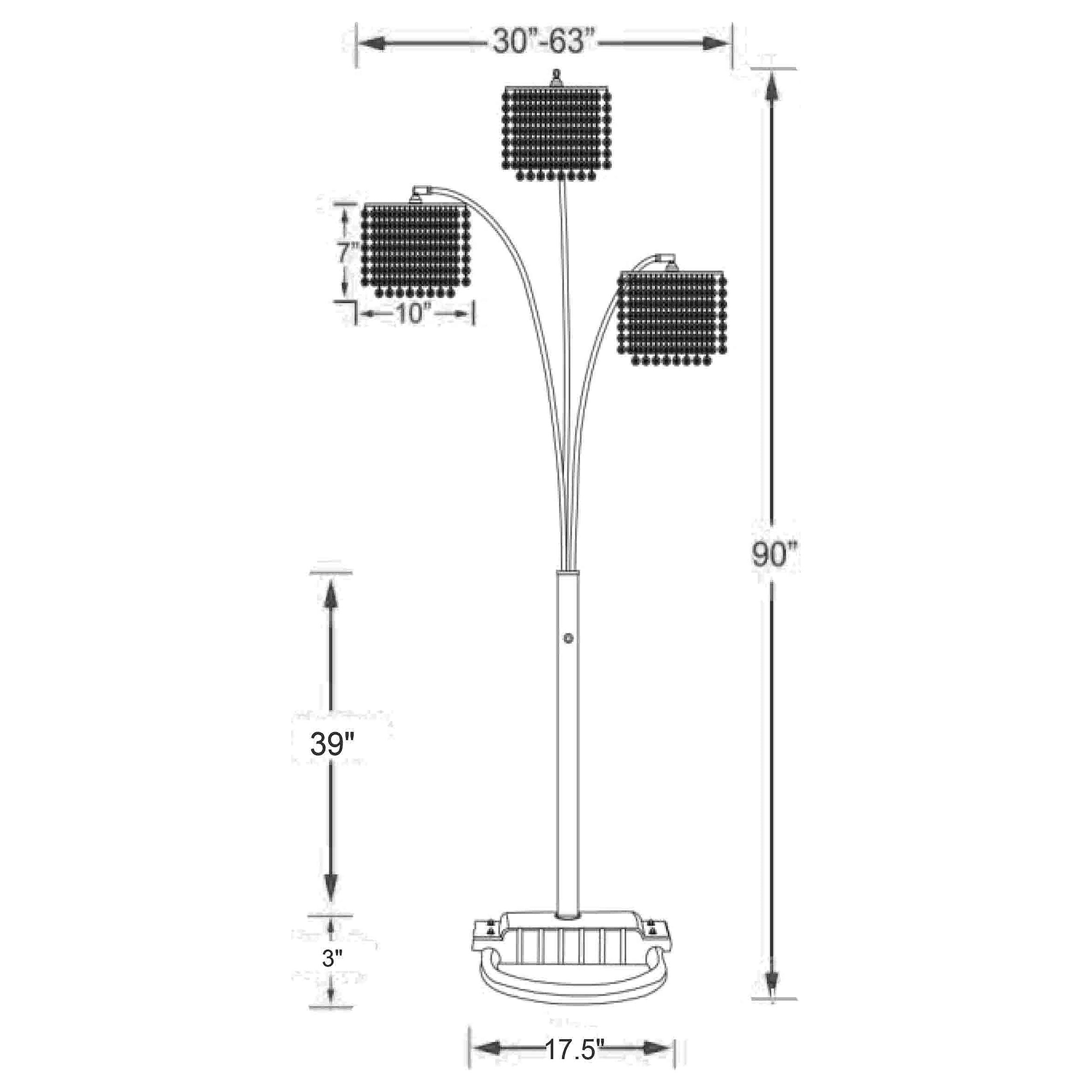 Chrome Hanging Crystal Arc Floor Lamp Modern Luxury Floor Light with Crystal Drop Shades