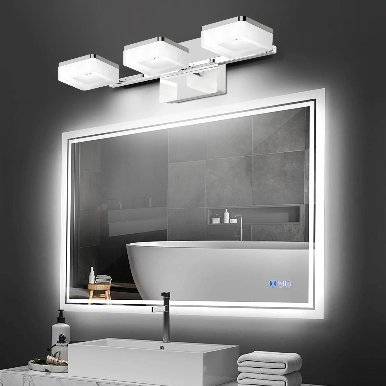 Dimmable Bathroom Vanity Light Fixtures 3-Light Chrome Bubble Crystal Modern LED - okeli lights