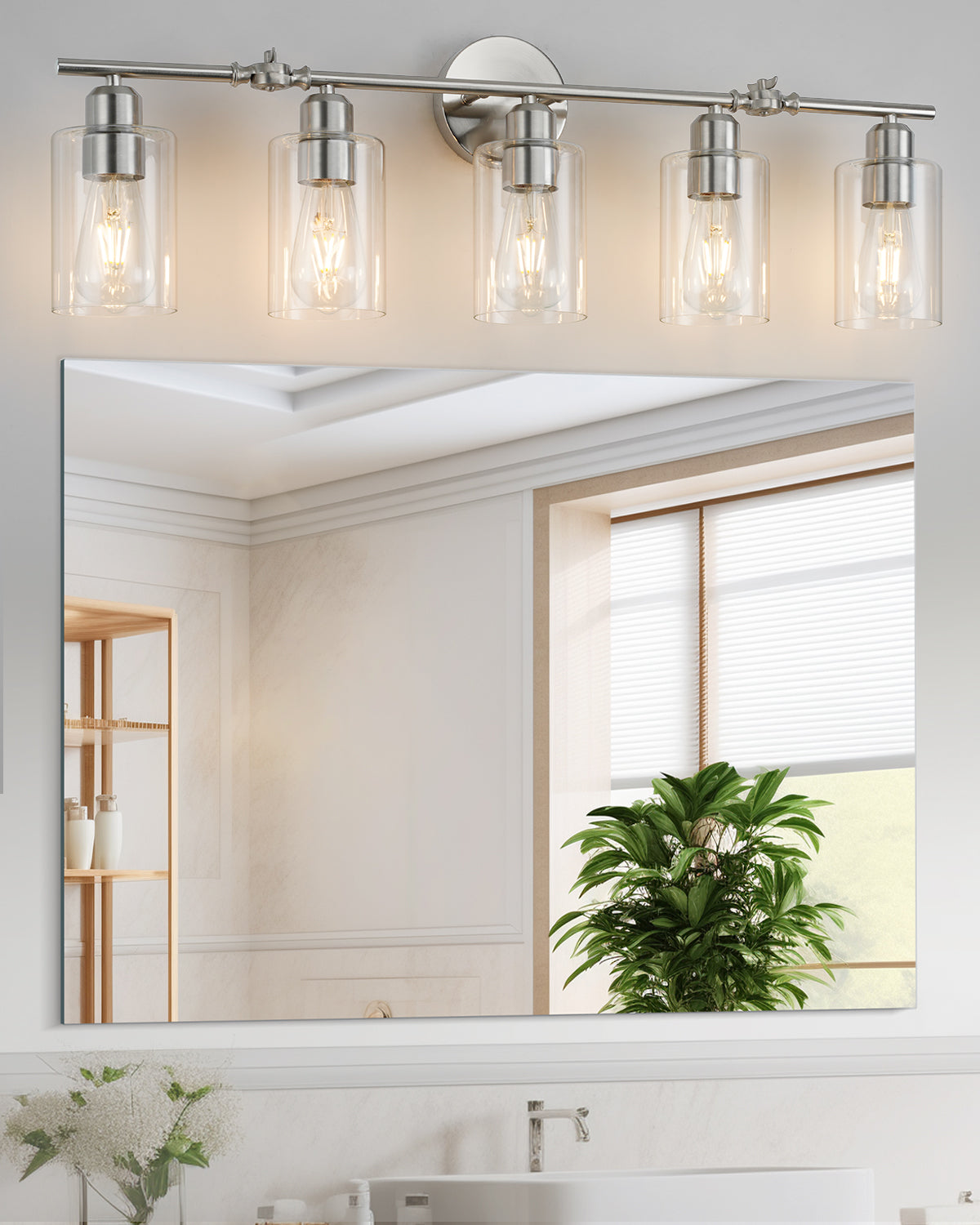 Bathroom Light Vanity Fixtures Over Mirror with Clear Glass Shade Wall Sconce Light E26 Base UL Listed