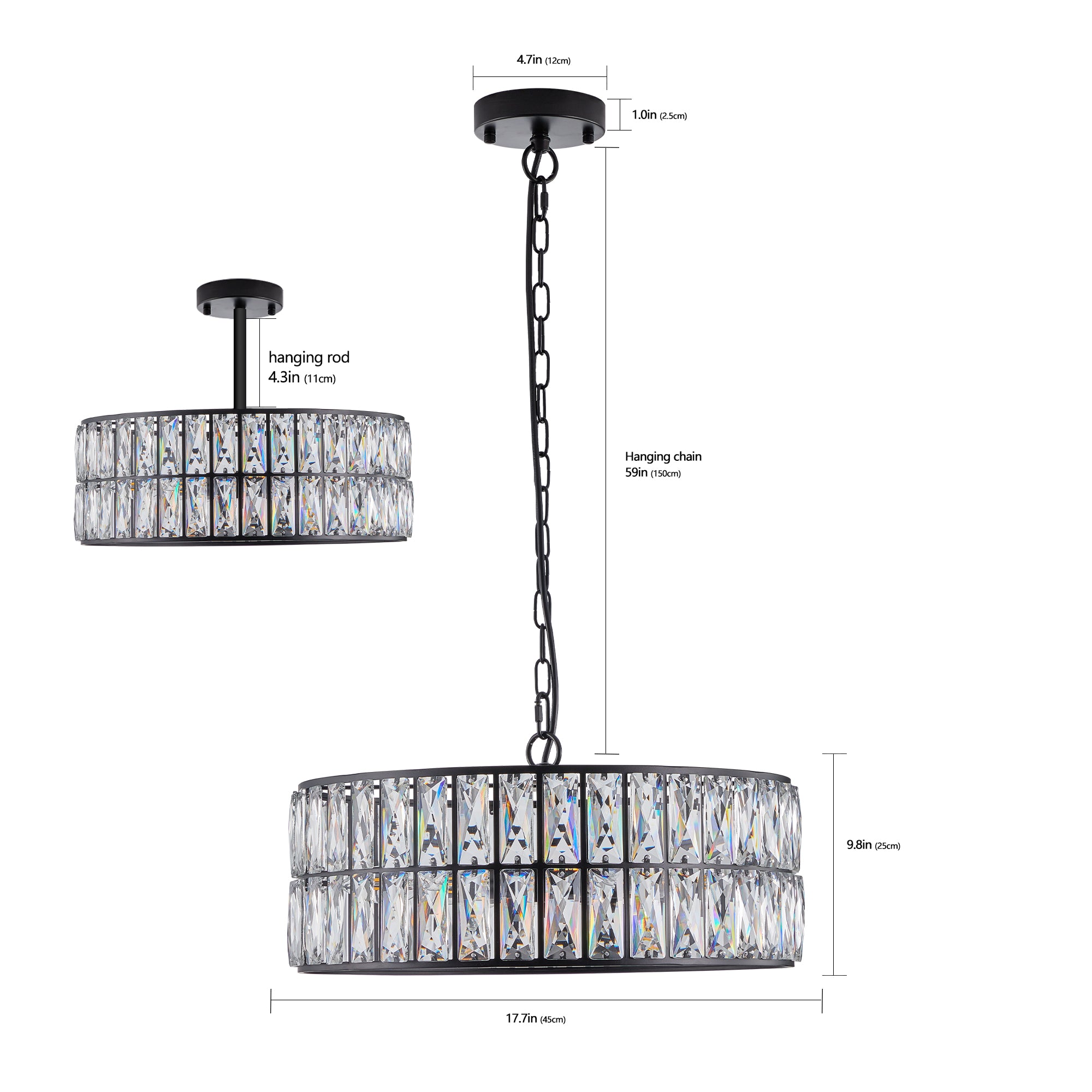 Modern Crystal Drum Chandelier Fixture with Metal Frame Large Contemporary Luxury Ceiling Lighting
