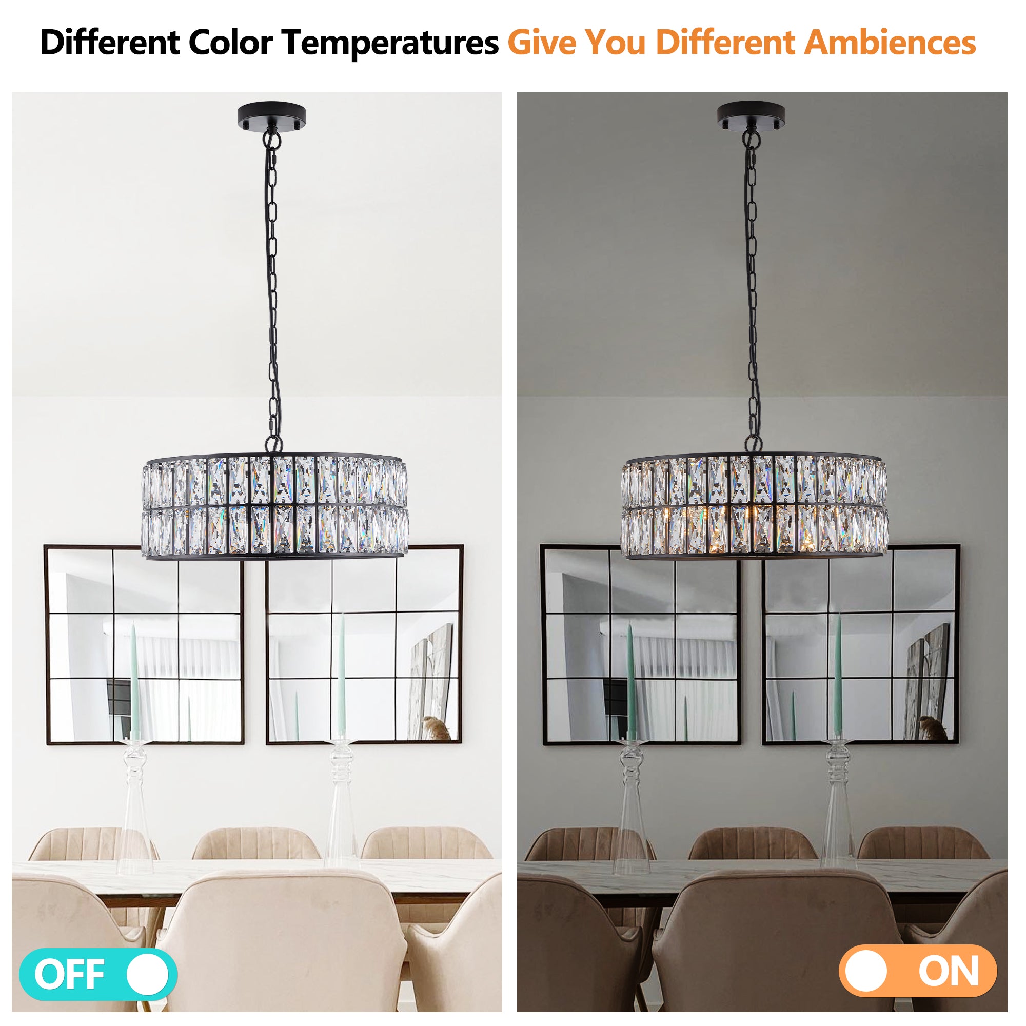 Modern Crystal Drum Chandelier Fixture with Metal Frame Large Contemporary Luxury Ceiling Lighting