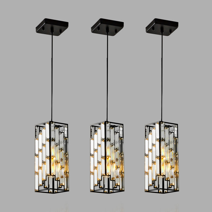 Modern Classic Crystal Pendant Light 3Pack Adjustable Hanging Ceiling Lamp with Crystal Prism Design - okeli lights
