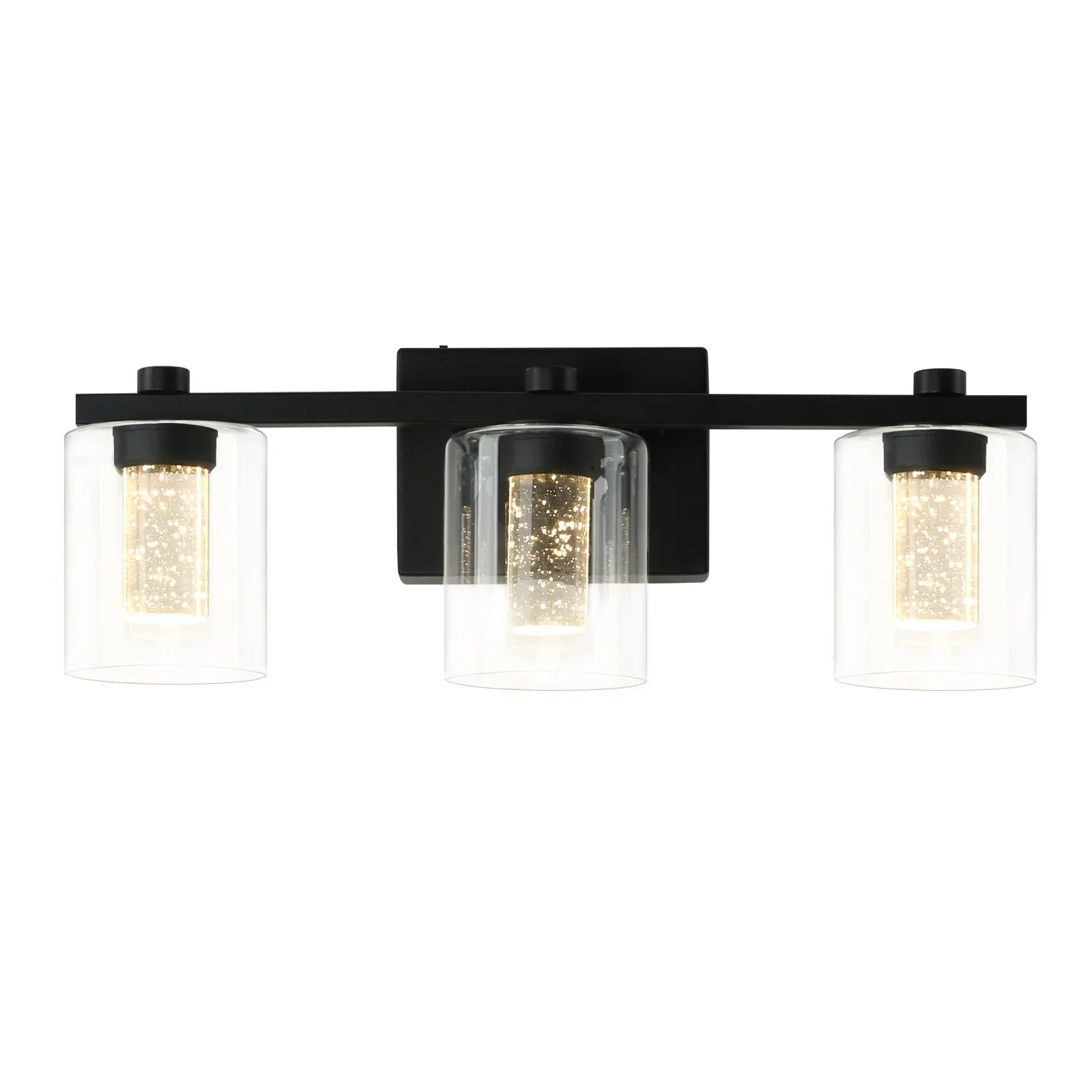 Crystal Sand Black Bathroom Vanity Lighting Fixtures Over Mirror with Glass Shade 3000-6000K LED Lights Dimmable Wall Lamp - okeli lights