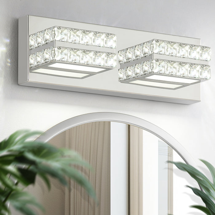 Crystal Bathroom Lighting Fixtures Over Mirror 2Light Chrome Modern Vanity Wall Light - okeli lights