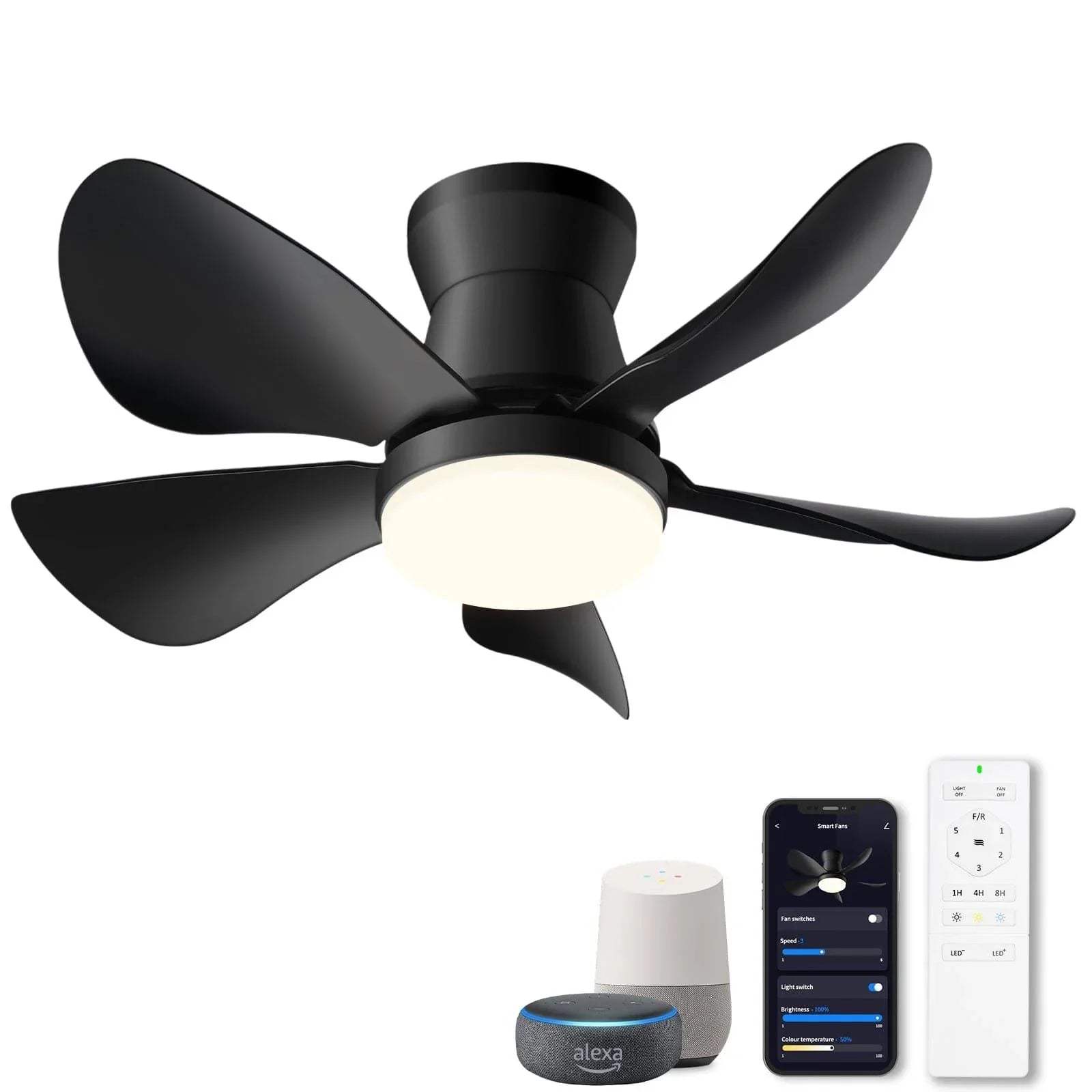 OKELI Smart Ceiling Fan with Lights App Controlled2.4GHz Wi-Fi LED - okeli lights