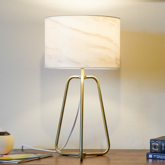 Table Lamp Marble Lampshade Bronze Metal Base Modern Stylish Classic Desk Lamp