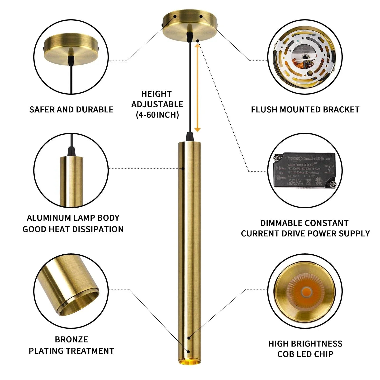 OKELI Pendant Lights LED Minimalist Fixture Ceiling Hanging Strip 3-Pack - okeli lights