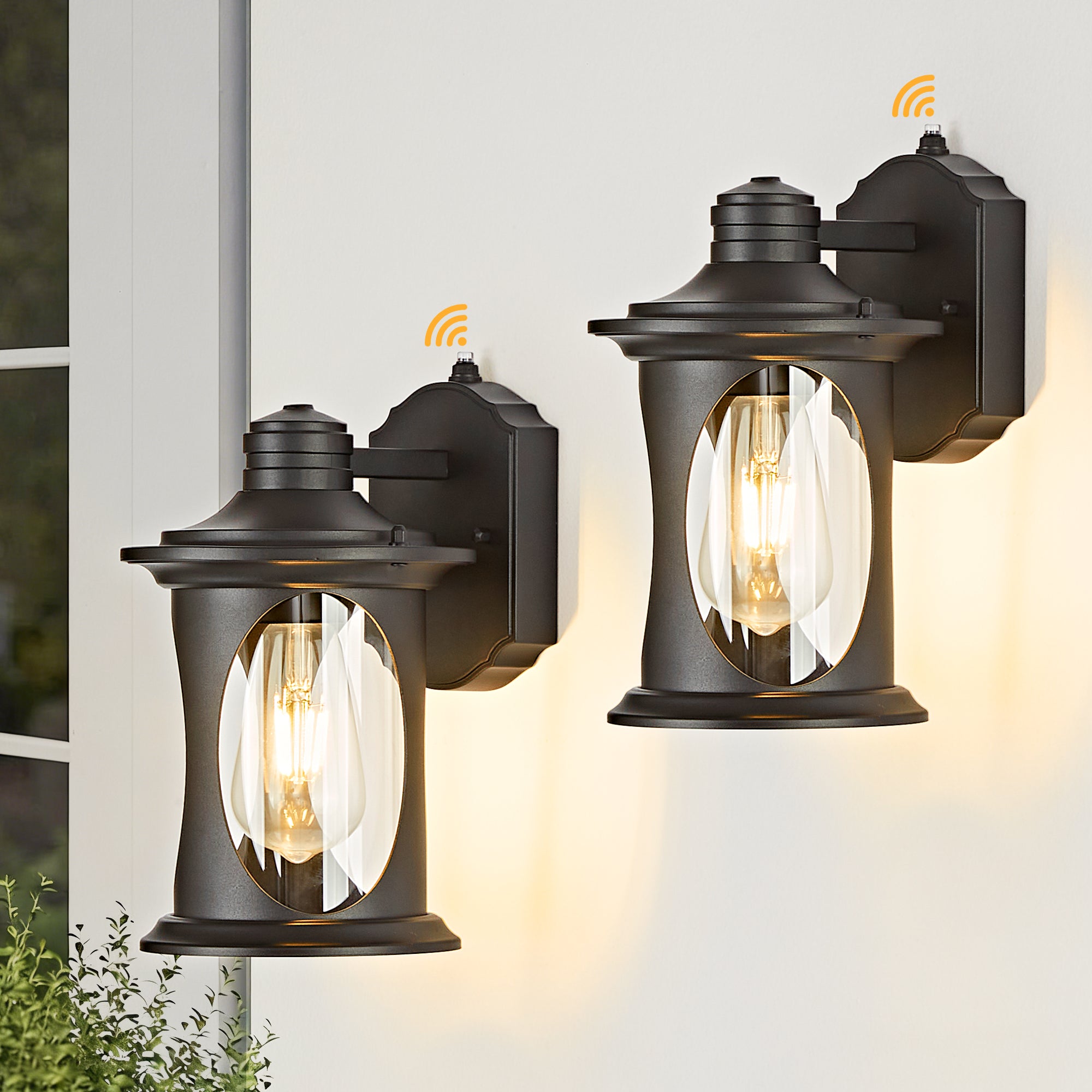 OKELI Dusk to Dawn Outdoor Wall Light – Waterproof, Rust-Resistant Porch & Garage Lantern, E26 Socket, Brown/Black