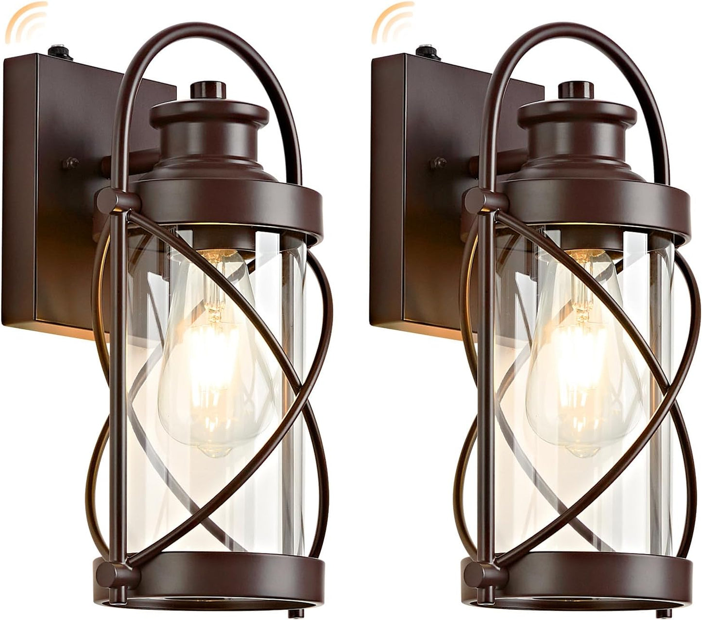 Dusk to Dawn Outdoor Waterproof Wall Lights with Glass Shades