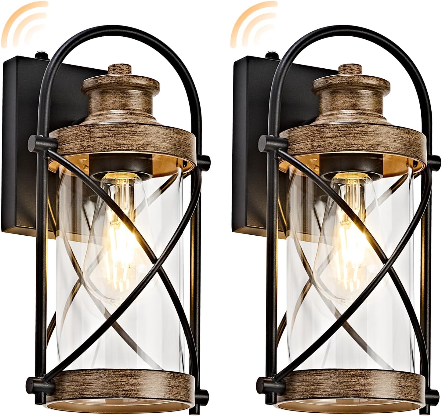 Dusk to Dawn Outdoor Waterproof Wall Lights with Glass Shades