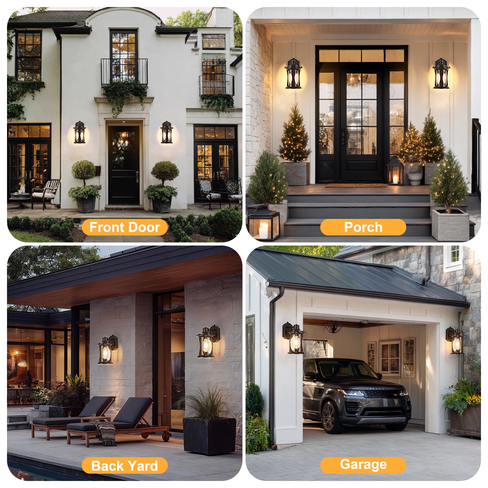 OKELI Dusk to Dawn Outdoor Wall Light – Waterproof, Rust-Resistant Porch & Garage Lantern, E26 Socket, Brown/Black