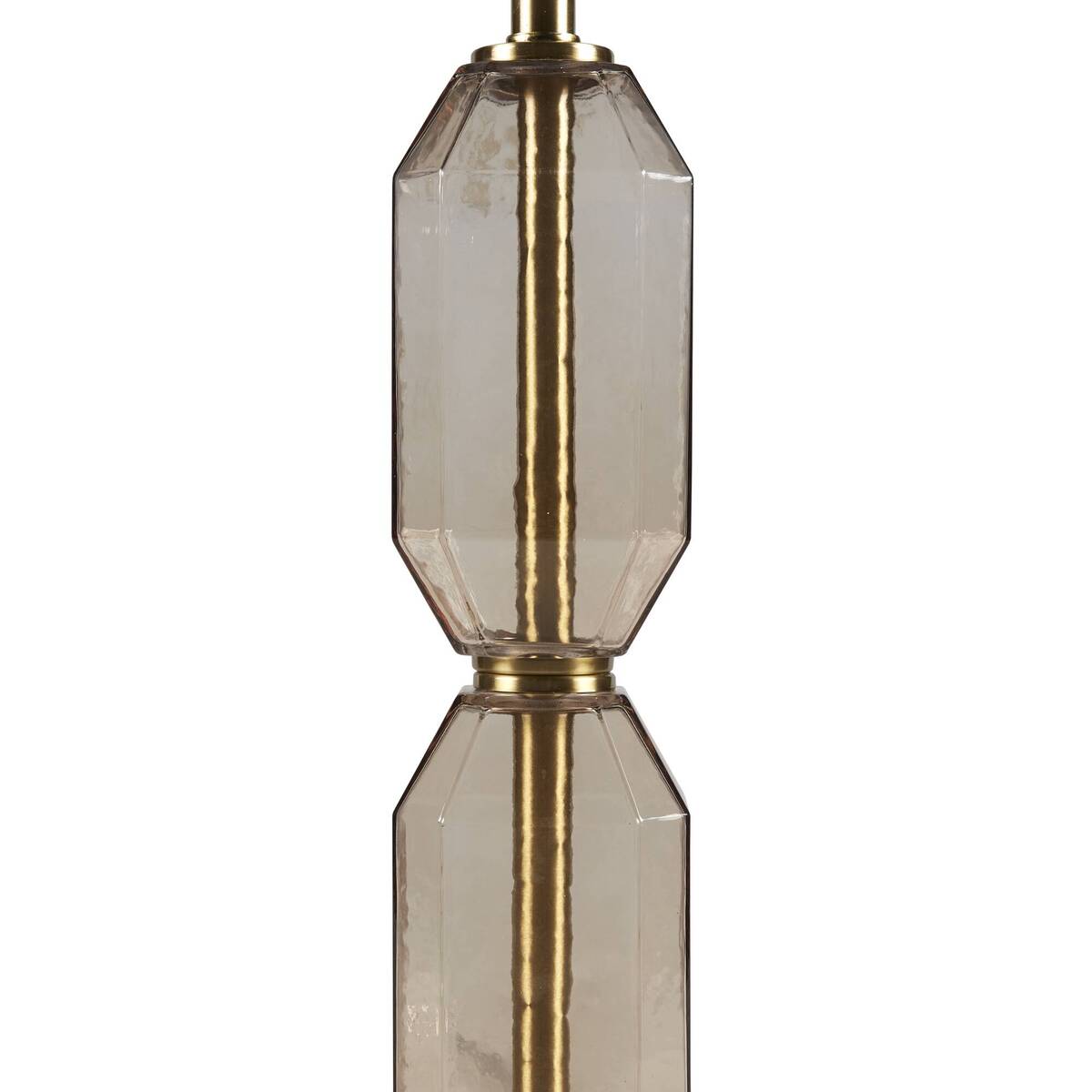 Faceted Glass Table Lamp with White Fabric Shade Modern Brown & Green Accent Lamp with Gold Base
