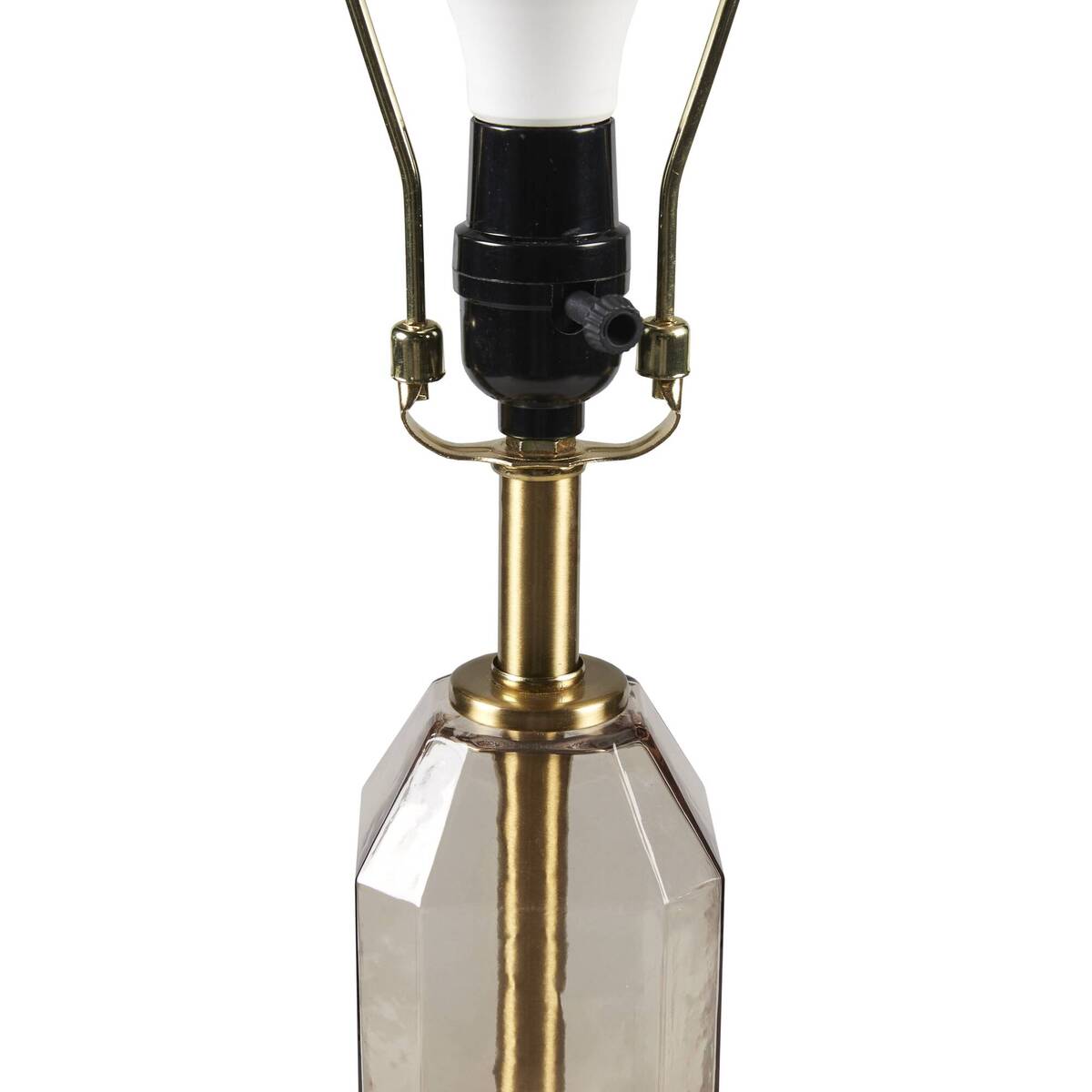 Faceted Glass Table Lamp with White Fabric Shade Modern Brown & Green Accent Lamp with Gold Base