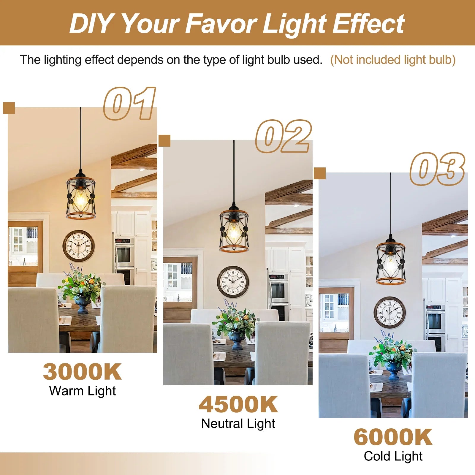 Farmhouse Pendant Light Kitchen Island Dining Room Fixture with Clear Glass Shade 3-pack - okeli lights