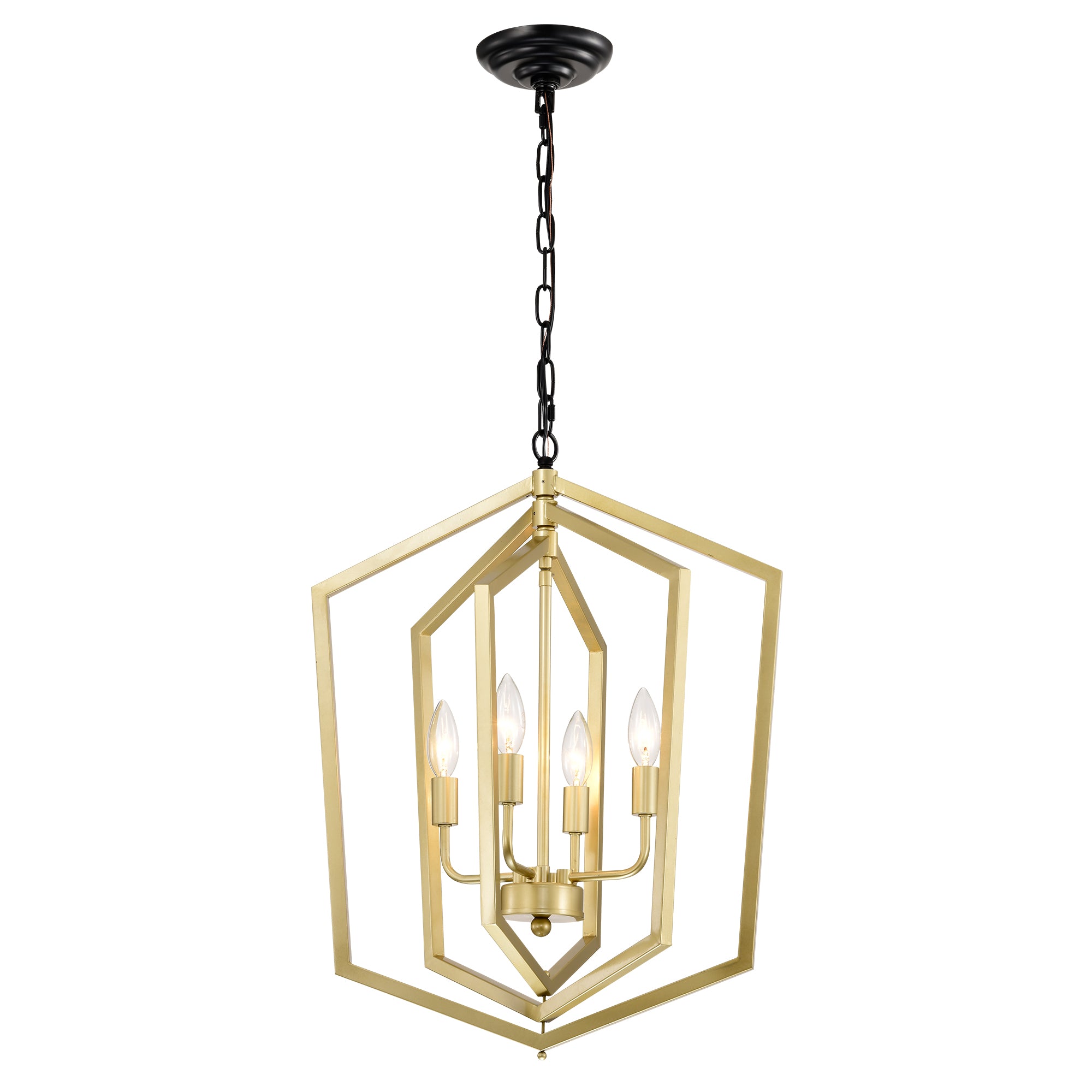 4-Light Farmhouse Kitchen Chandeliers Vintage Cage Light Fixture Adjustable Height Chandeliers GOLD MATTE BLACK - okeli lights