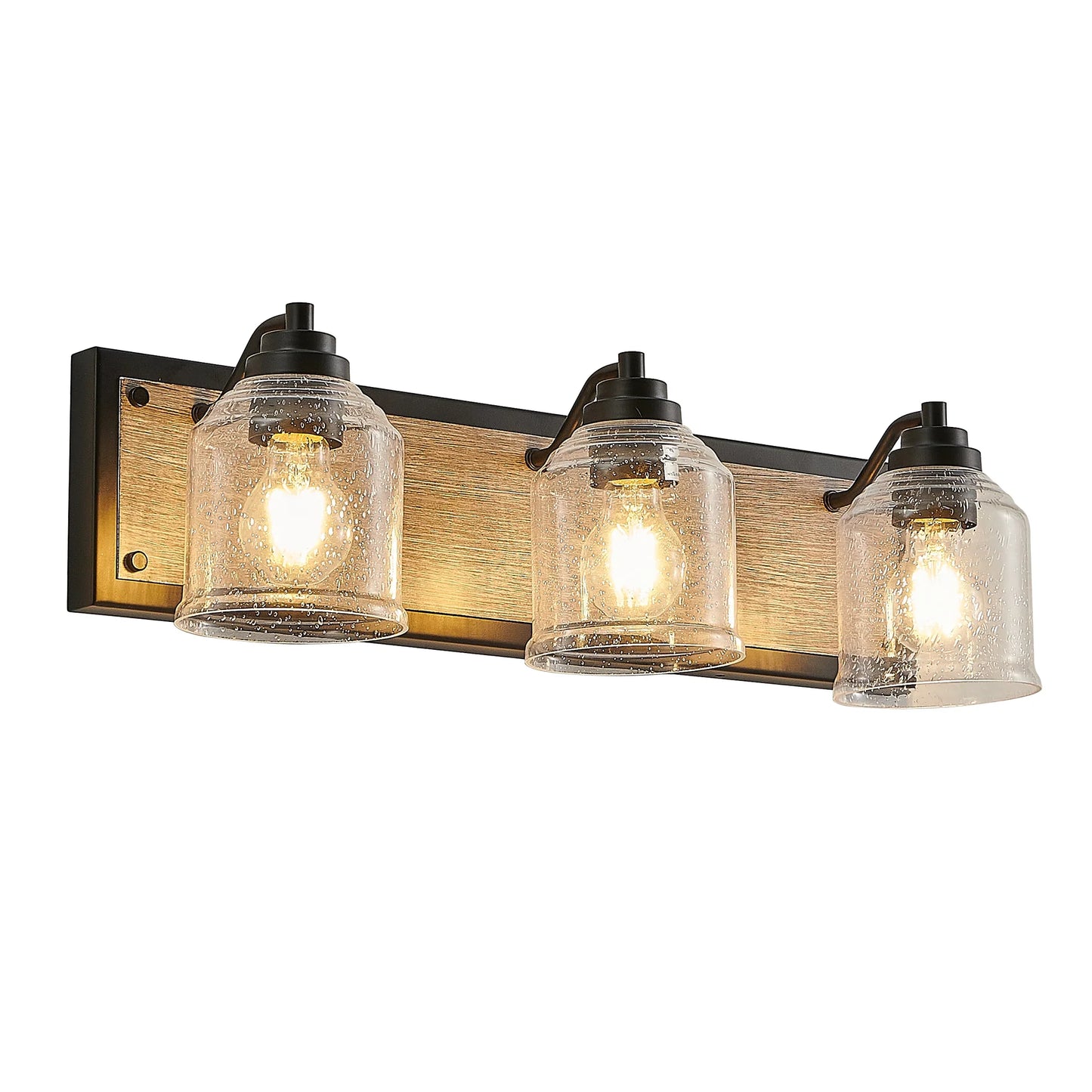 Farmhouse Vanity Light Fixture Bathroom Wall Sconce 3-4-5-6light with Clear Seeded Glass Shades - okeli lights