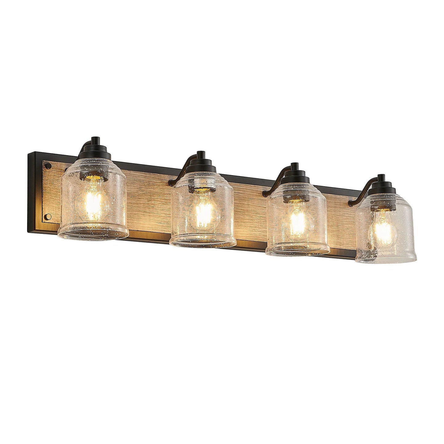 Farmhouse Vanity Light Fixture Bathroom Wall Sconce 3-4-5-6light with Clear Seeded Glass Shades - okeli lights