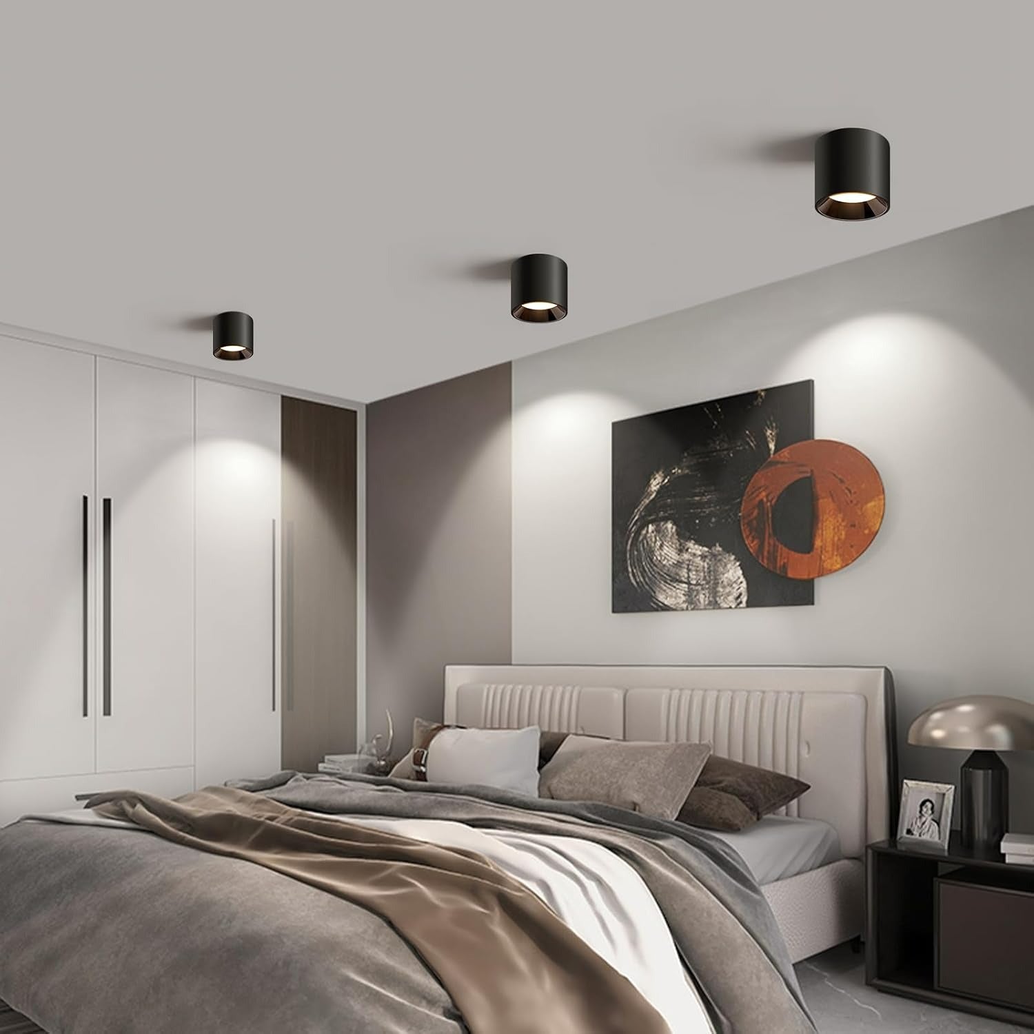 OKELI Flush Mount Matte Cylinder Down Ceiling Spotlight Modern 3CCT Dimmable LED
