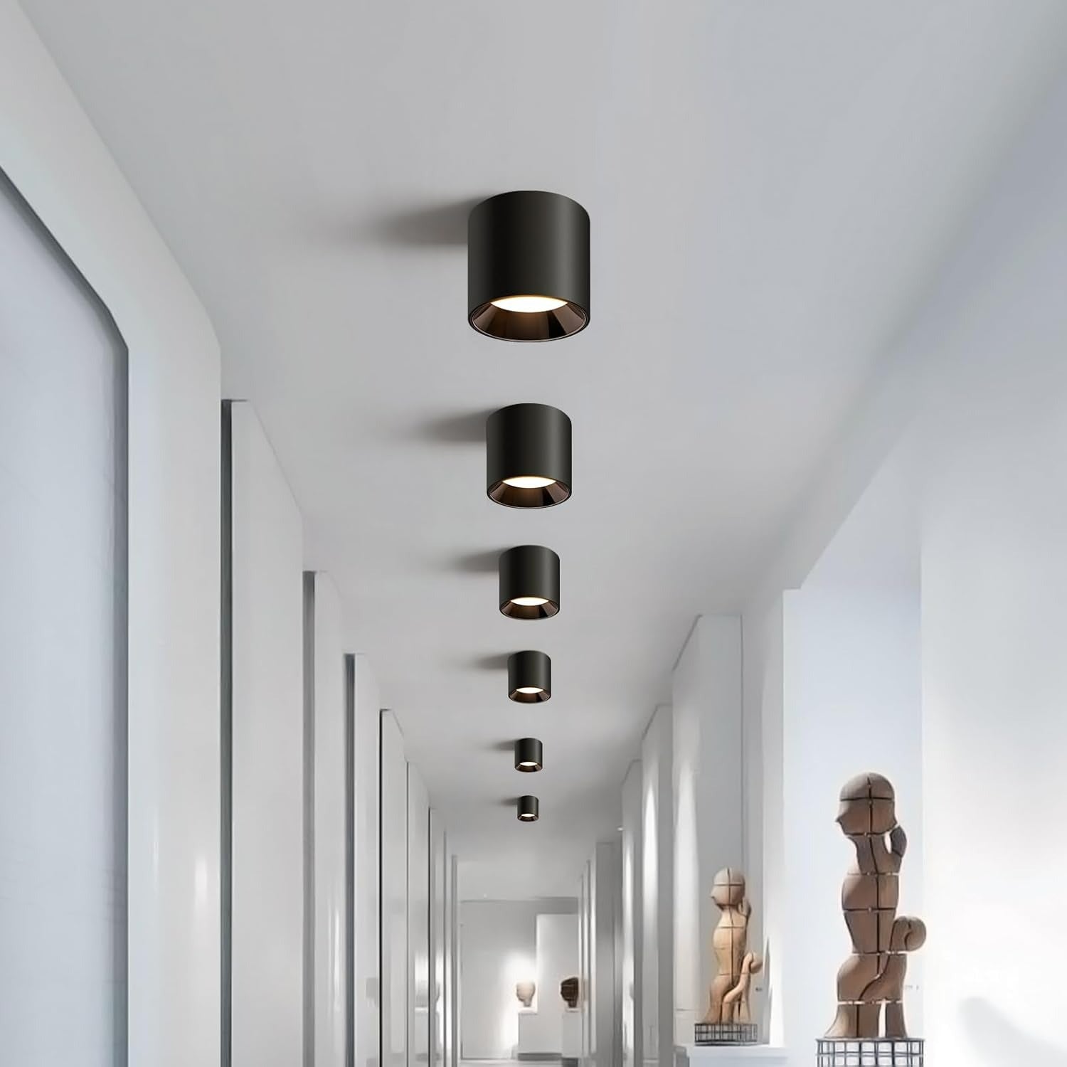 OKELI Flush Mount Matte Cylinder Down Ceiling Spotlight Modern 3CCT Dimmable LED