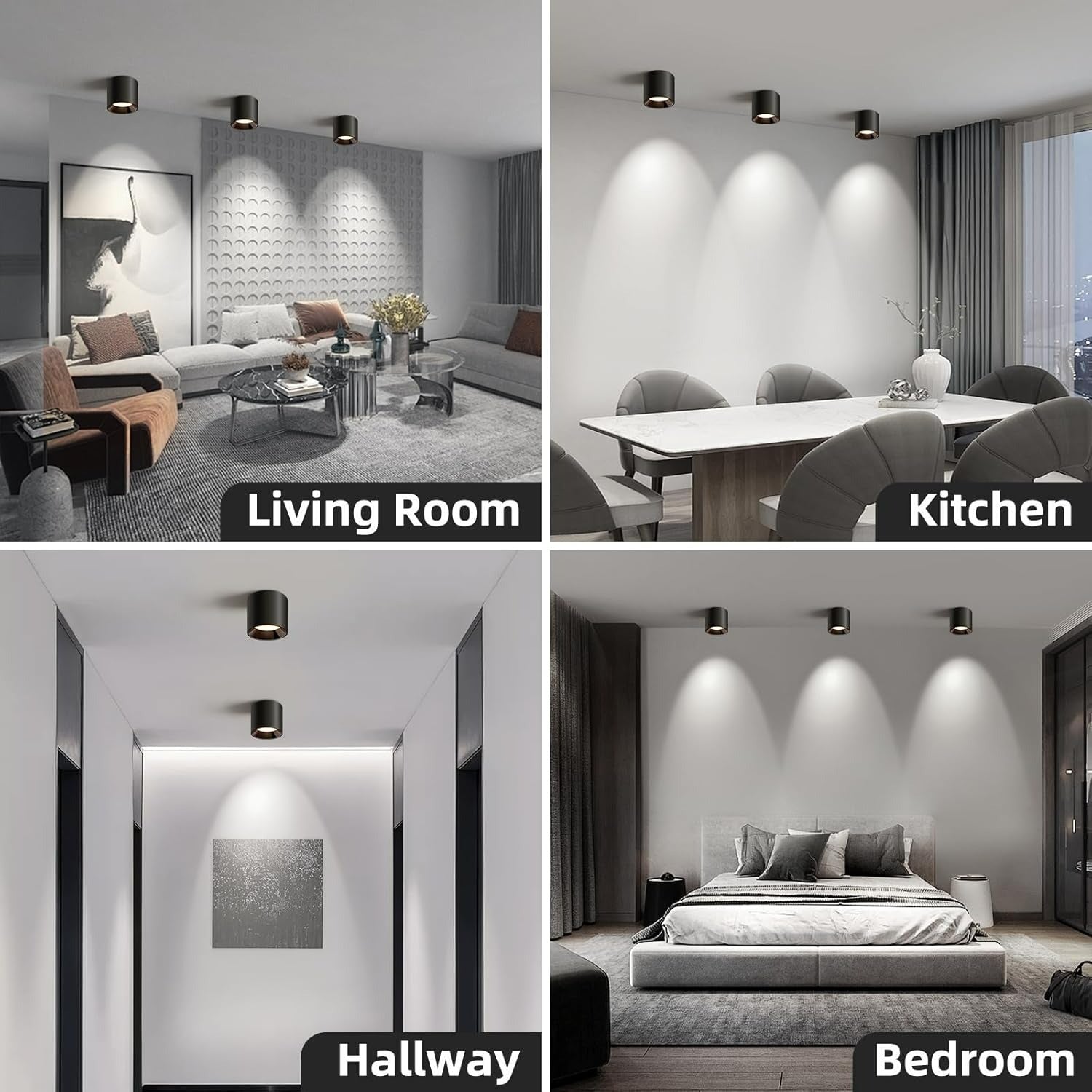 OKELI Flush Mount Matte Cylinder Down Ceiling Spotlight Modern 3CCT Dimmable LED