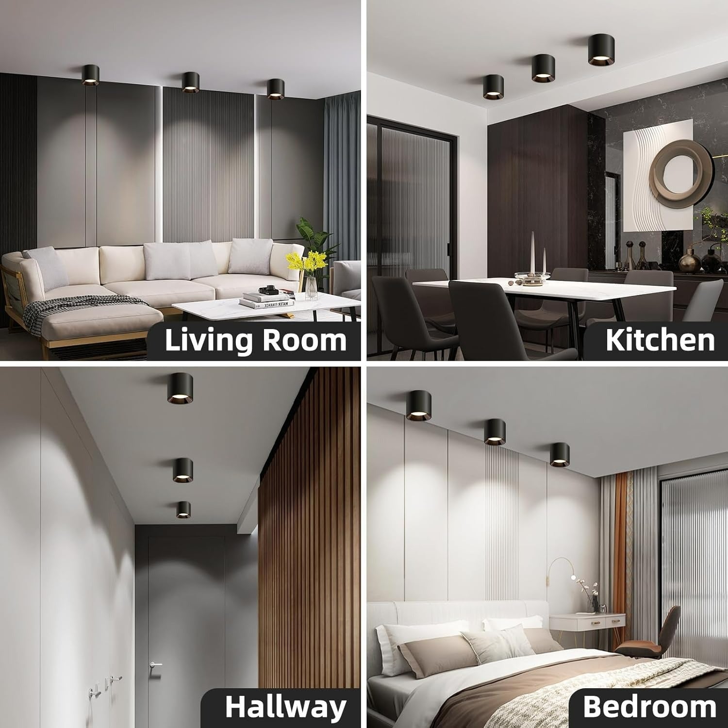 OKELI Flush Mount Matte Cylinder Down Ceiling Spotlight Modern 3CCT Dimmable LED