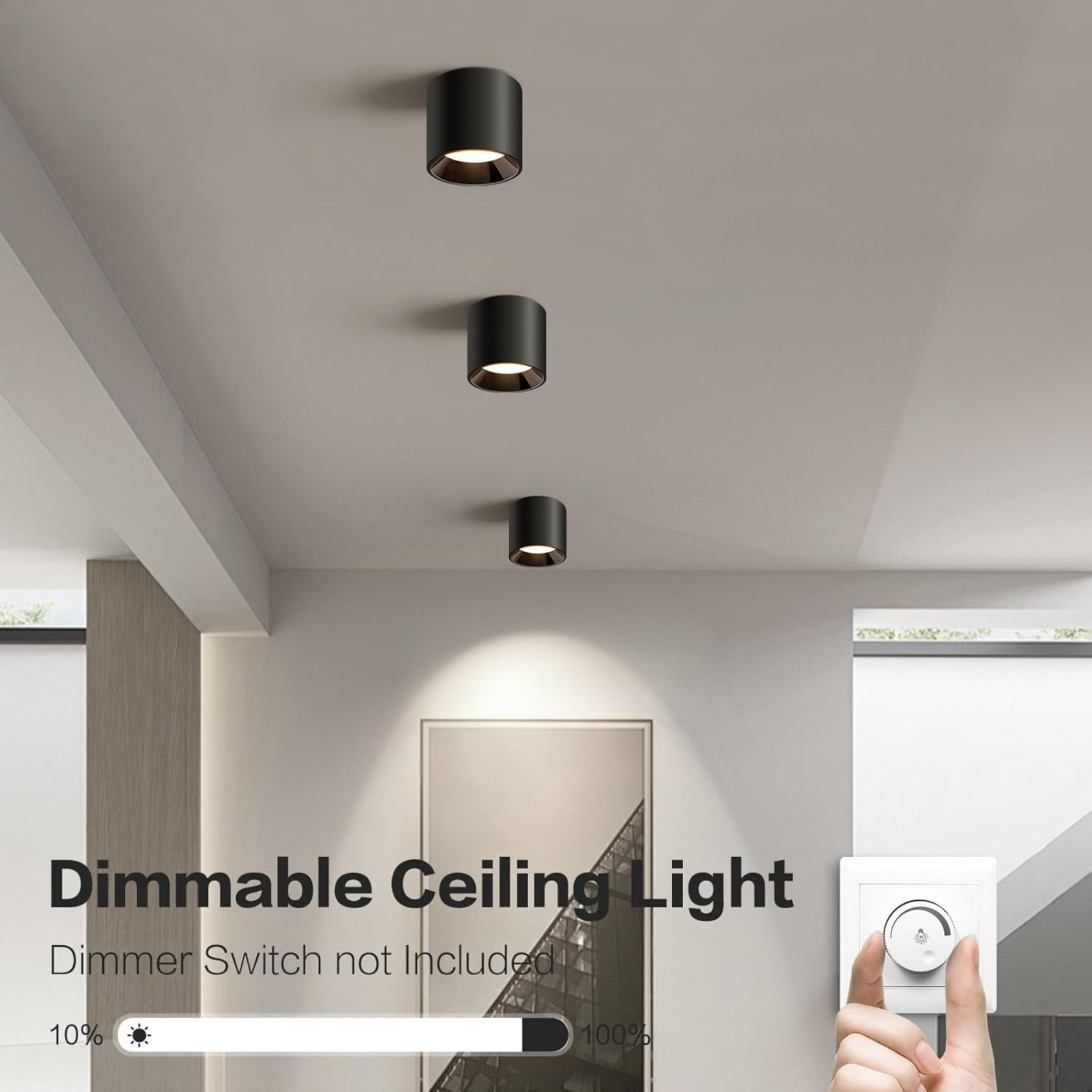 OKELI Flush Mount Matte Cylinder Down Ceiling Spotlight Modern 3CCT Dimmable LED
