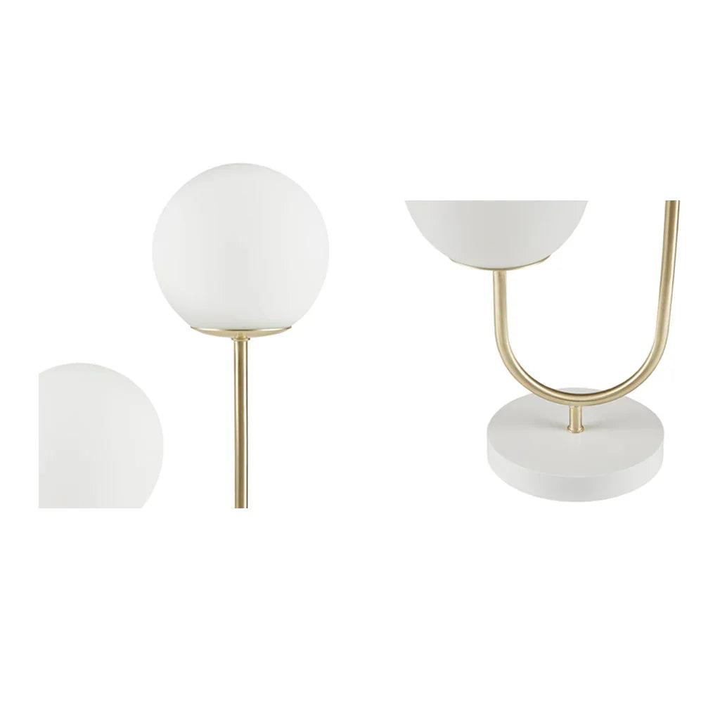Metal 2-Light Frosted Glass Globe Table Lamp - okeli lights